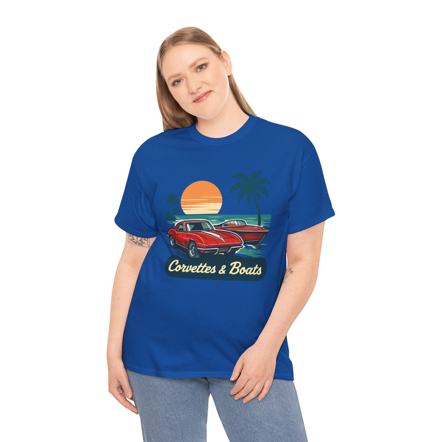 Corvettes & Boats Retro Sunset T‑Shirt