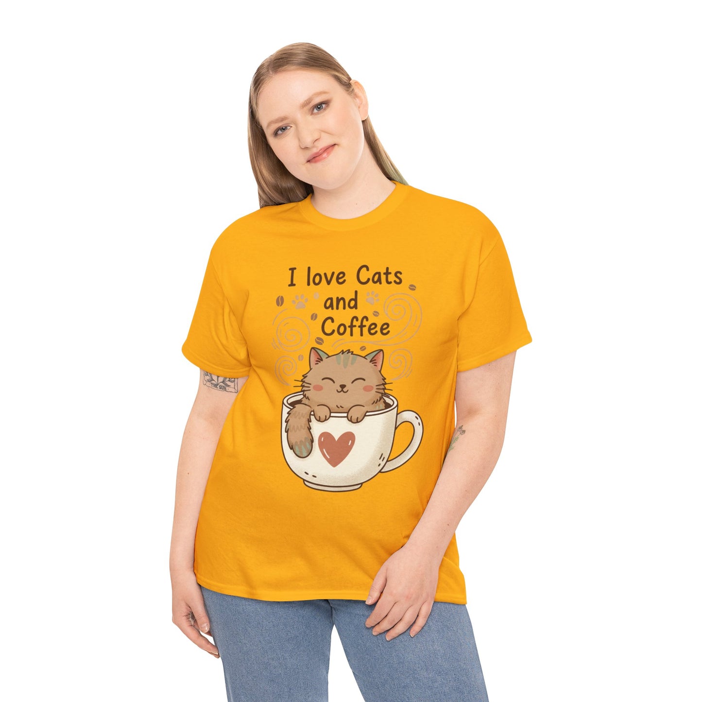Cat and Coffee T‑Shirt — "I Love Cats and Coffee" Cute Cat in Mug Tee