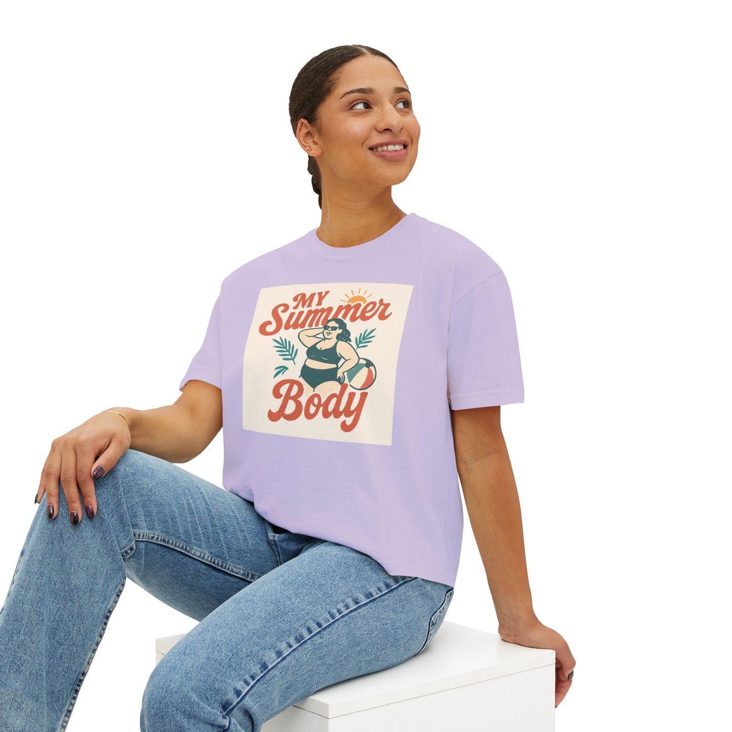 My Summer Body Boxy Tee — Retro Beach Graphic Women’s T‑Shirt