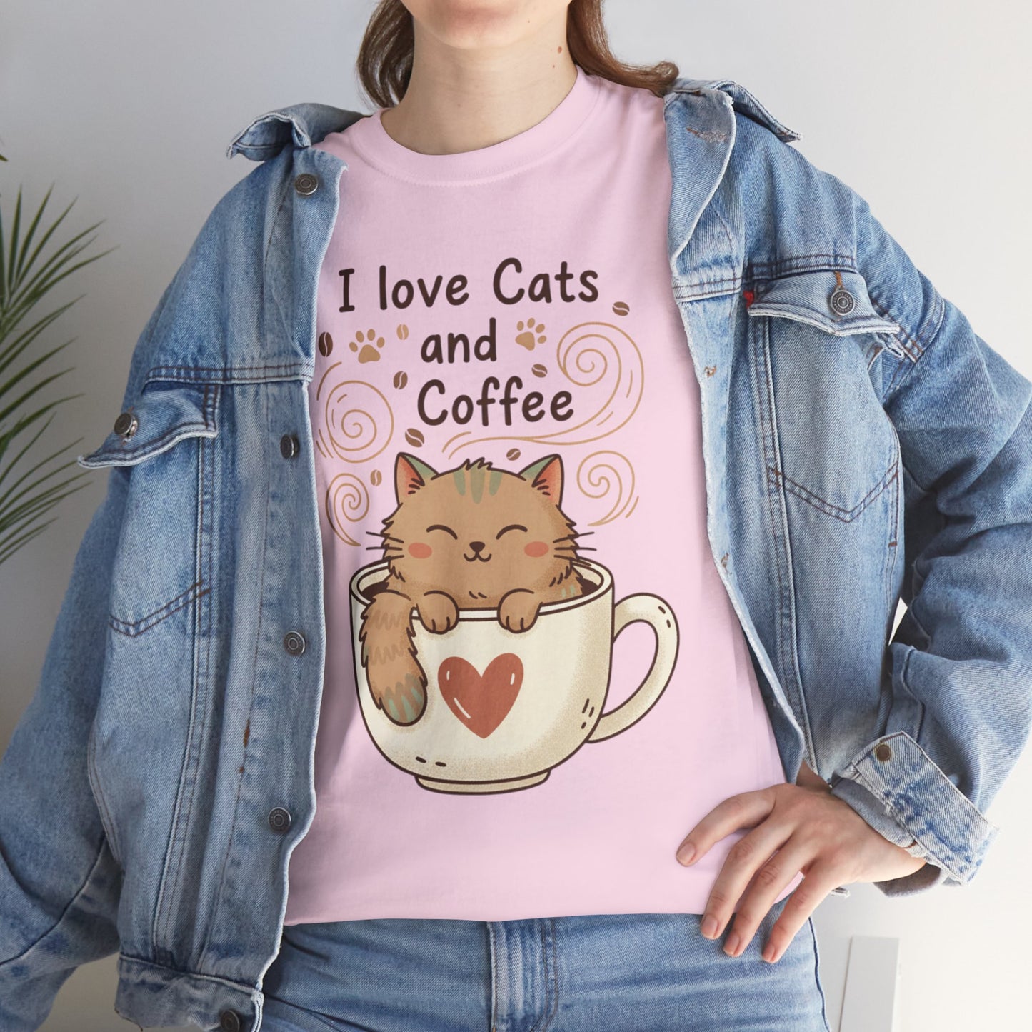 Cat and Coffee T‑Shirt — "I Love Cats and Coffee" Cute Cat in Mug Tee