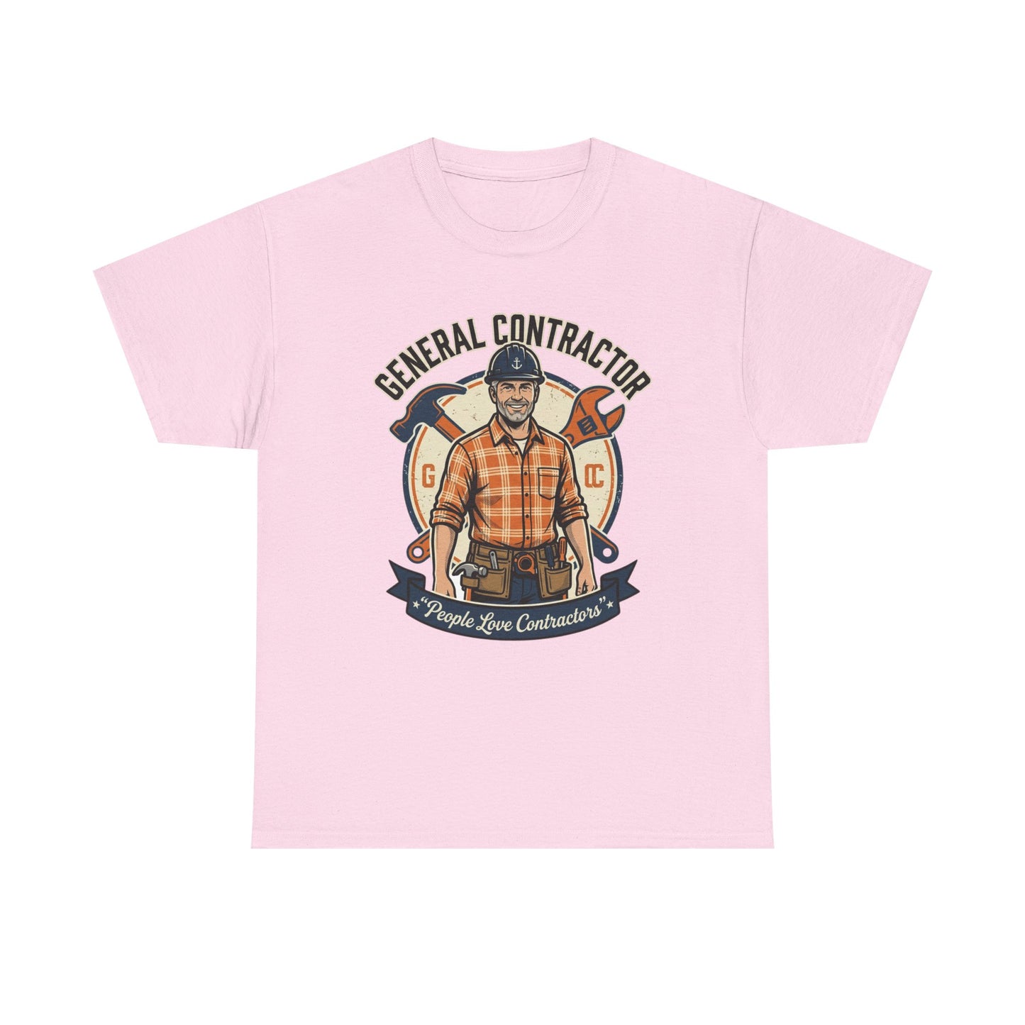 General Contractor T-Shirt — Vintage Construction Worker Logo Tee Printify