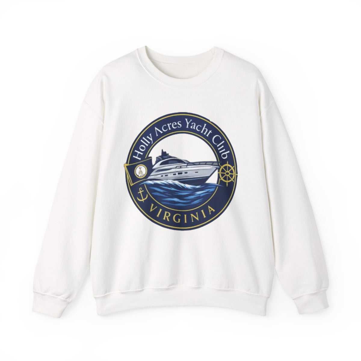 Virginia Yacht Club Crewneck Sweatshirt — "Holly Acres Yacht Club" Nautical Logo