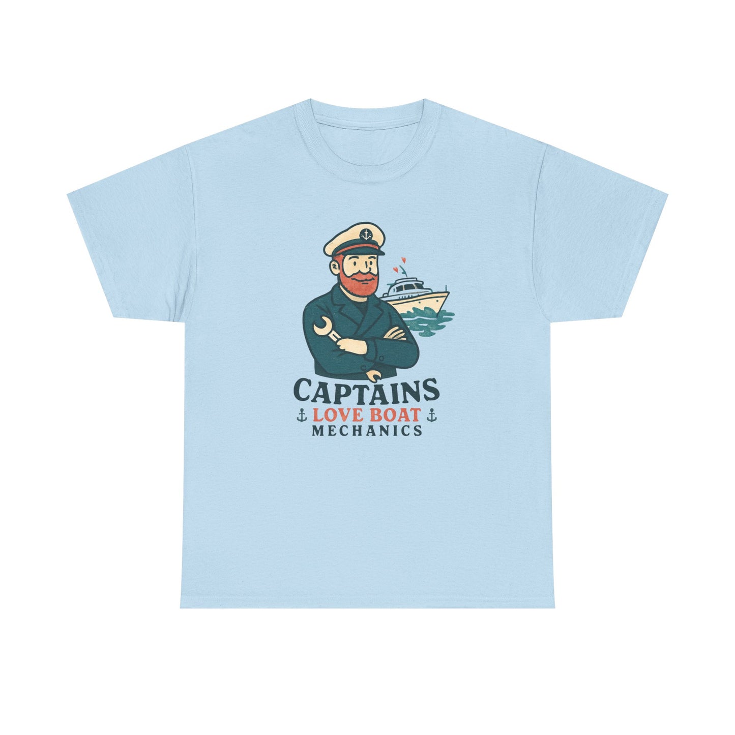 Captain Mechanics T‑Shirt — "Captains Love Boat Mechanics" Nautical Crew Tee