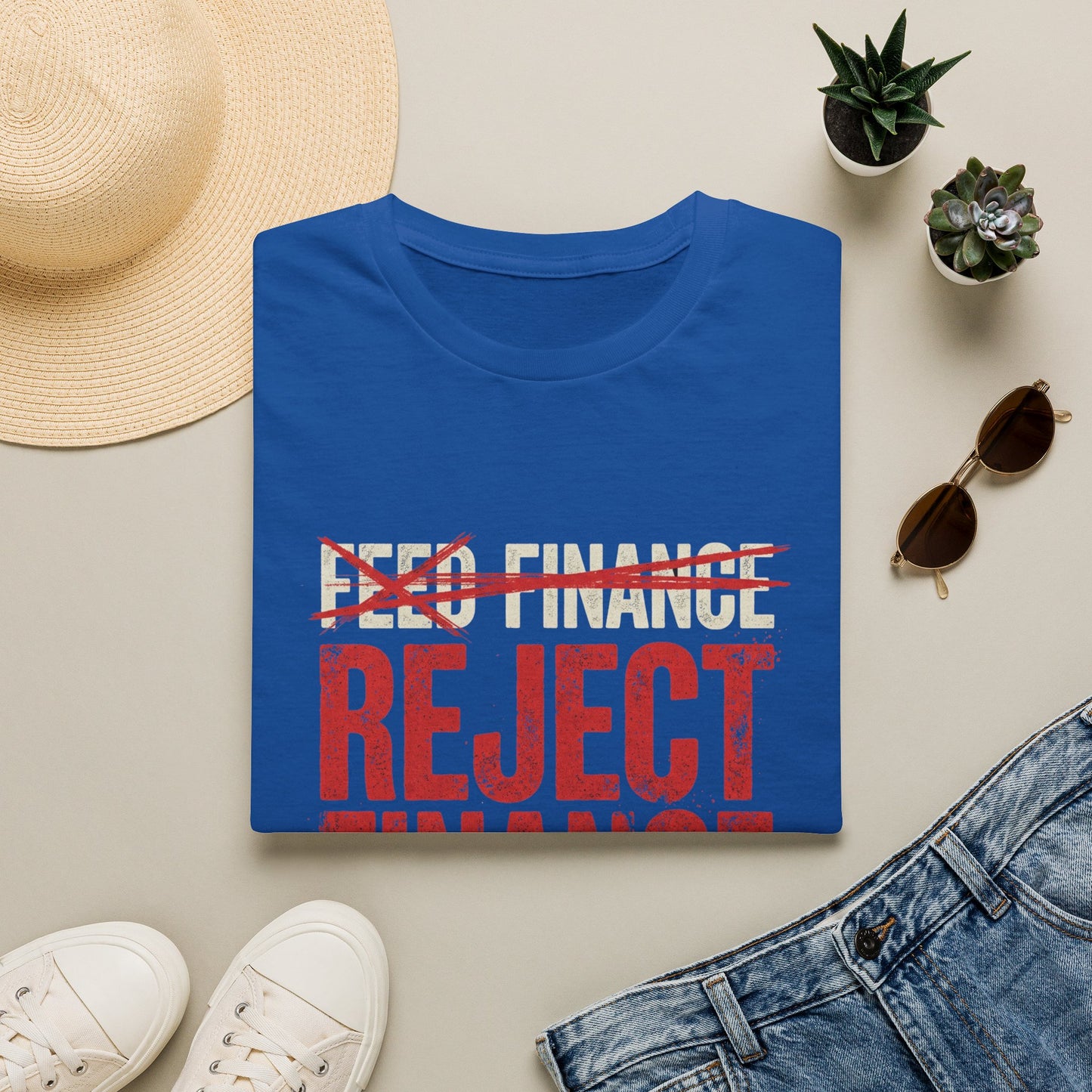 Reject Finance T-Shirt — Bold Red Protest Graphic Tee