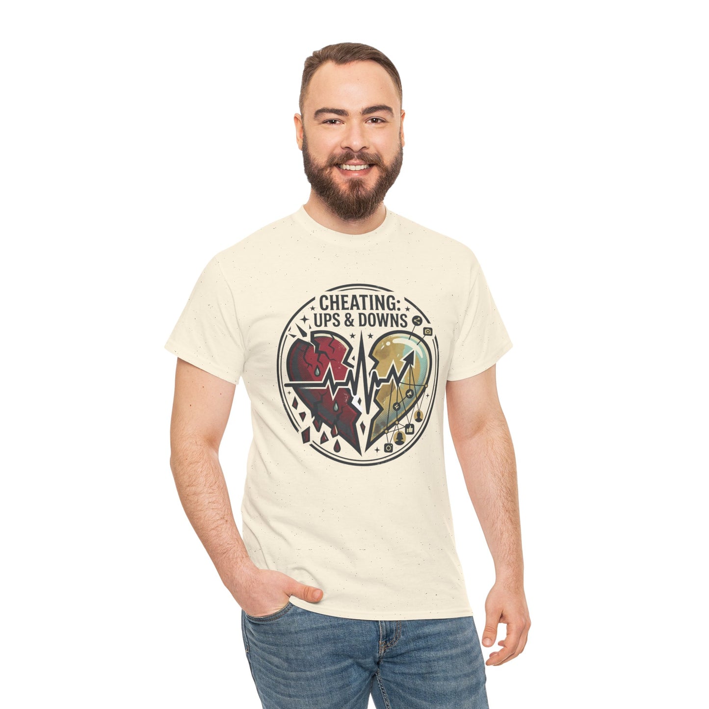 Cheating: Ups & Downs Broken Heart Graphic Tee Printify