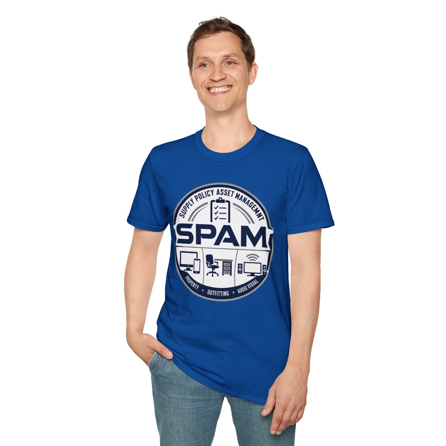 SPAM Supply Policy Asset Management T-Shirt — Logistics/ IT / Admin Graphic Tee