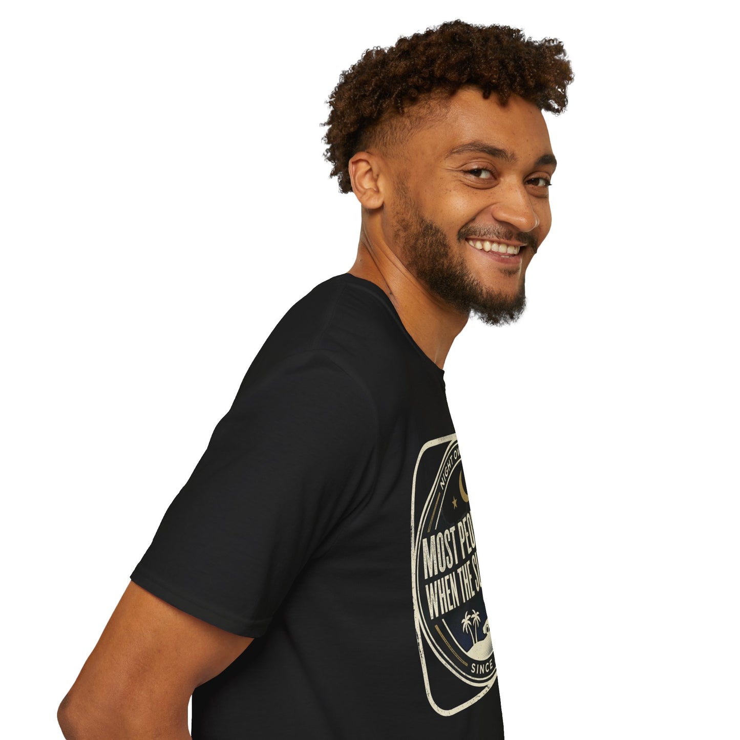 “Most People Cheat When The Sun Goes Down” Vintage Graphic Tee-Night Owl T-Shirt