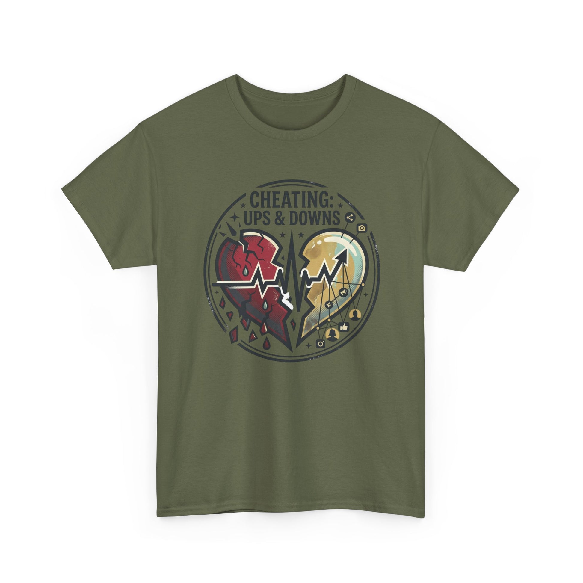 Cheating: Ups & Downs Broken Heart Graphic Tee Printify