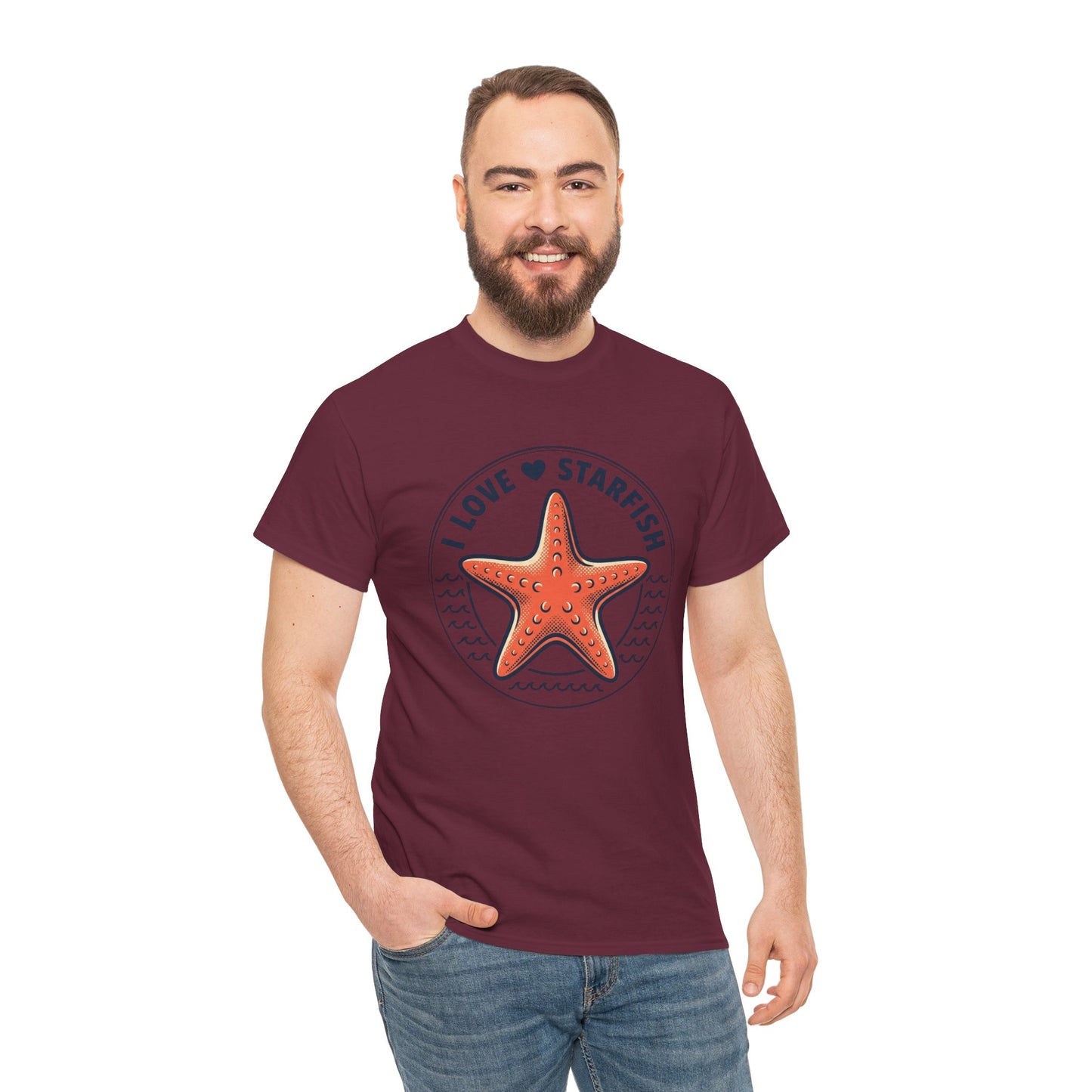 Starfish Tee — "I Love Starfish" Beach Graphic T-Shirt
