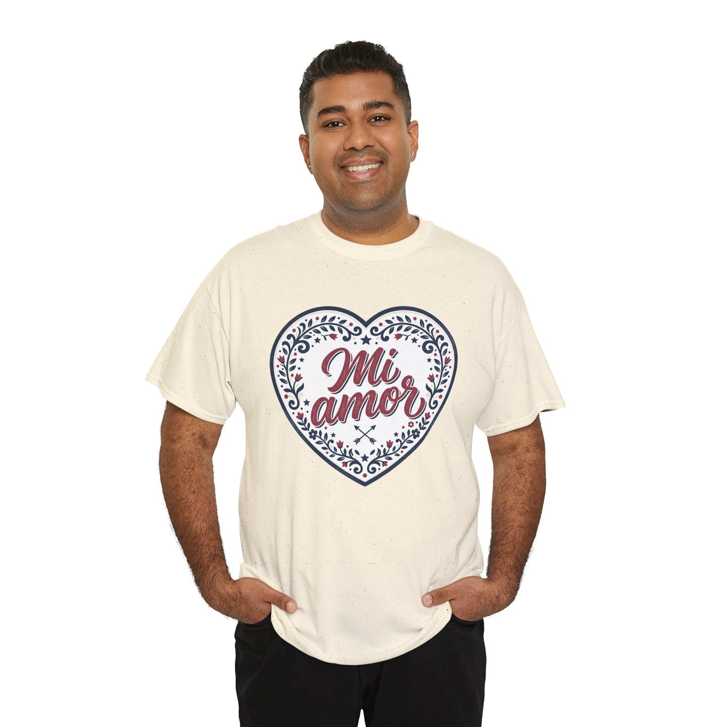 Mi Amor Heart T-Shirt — Romantic Floral Graphic Tee for Valentine’s Day