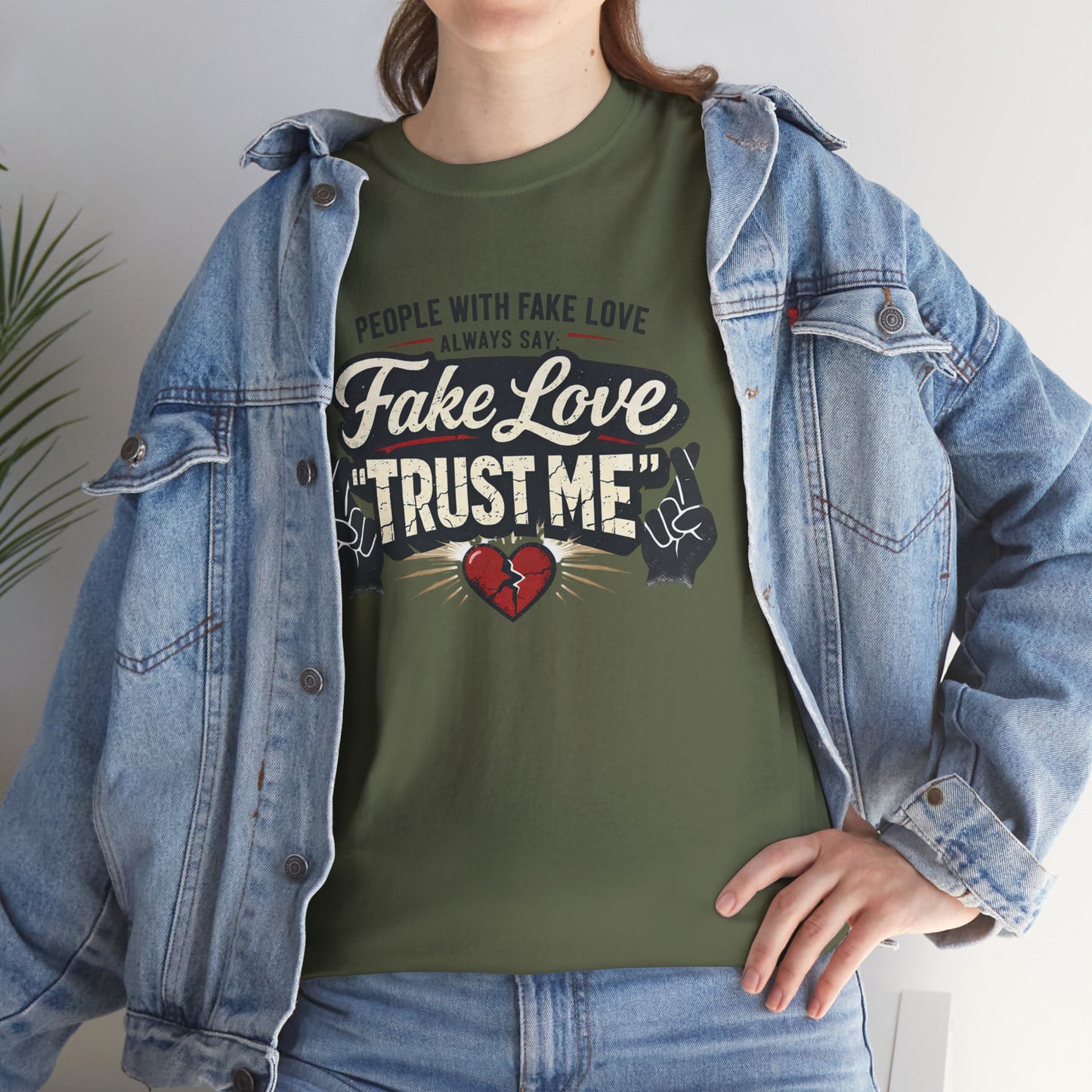 Fake Love Trust Me T-Shirt – Vintage Tattoo Heart Graphic Tee