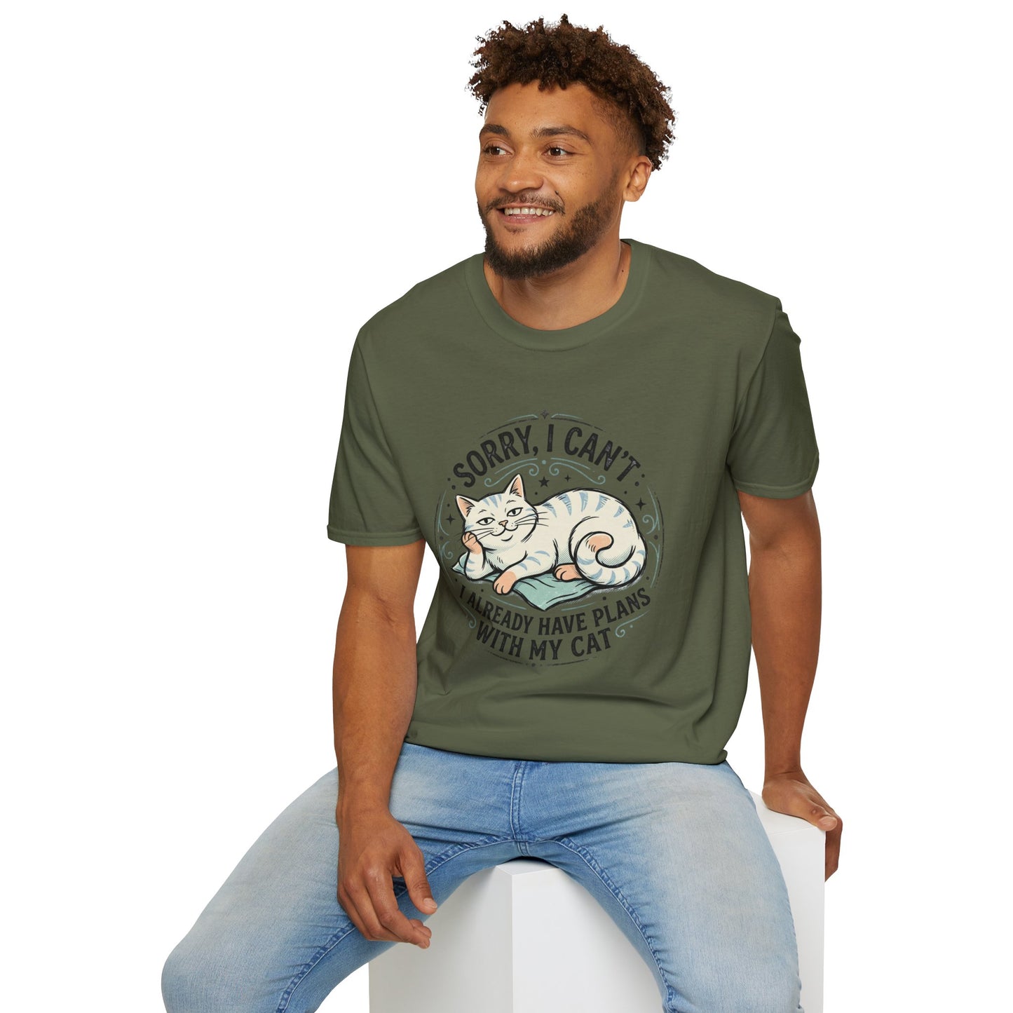 "Sorry, I Can’t — I Already Have Plans With My Cat" Cute Cat Graphic Tee