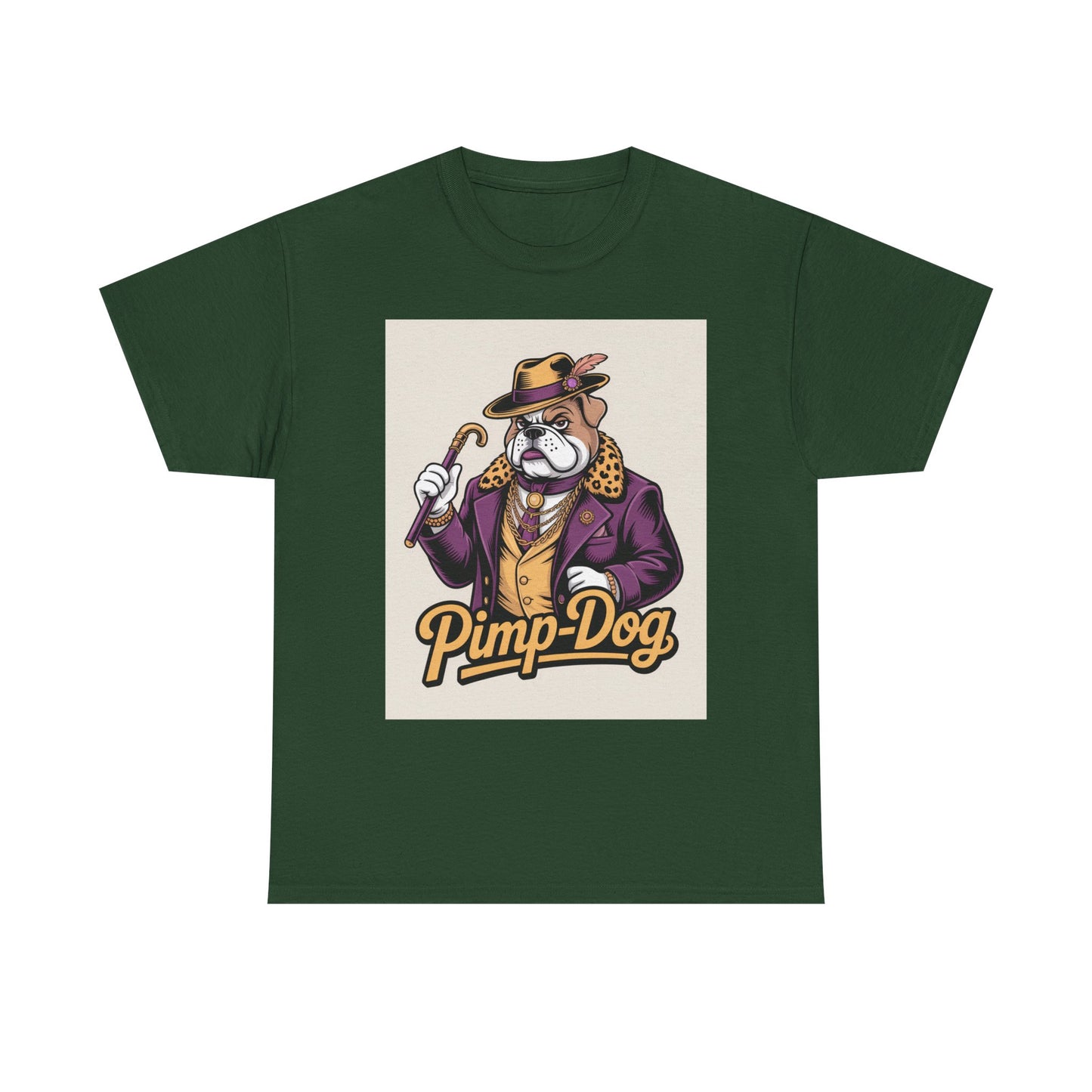Pimp-Dog Graphic Tee — Retro Bulldog Character Shirt Printify