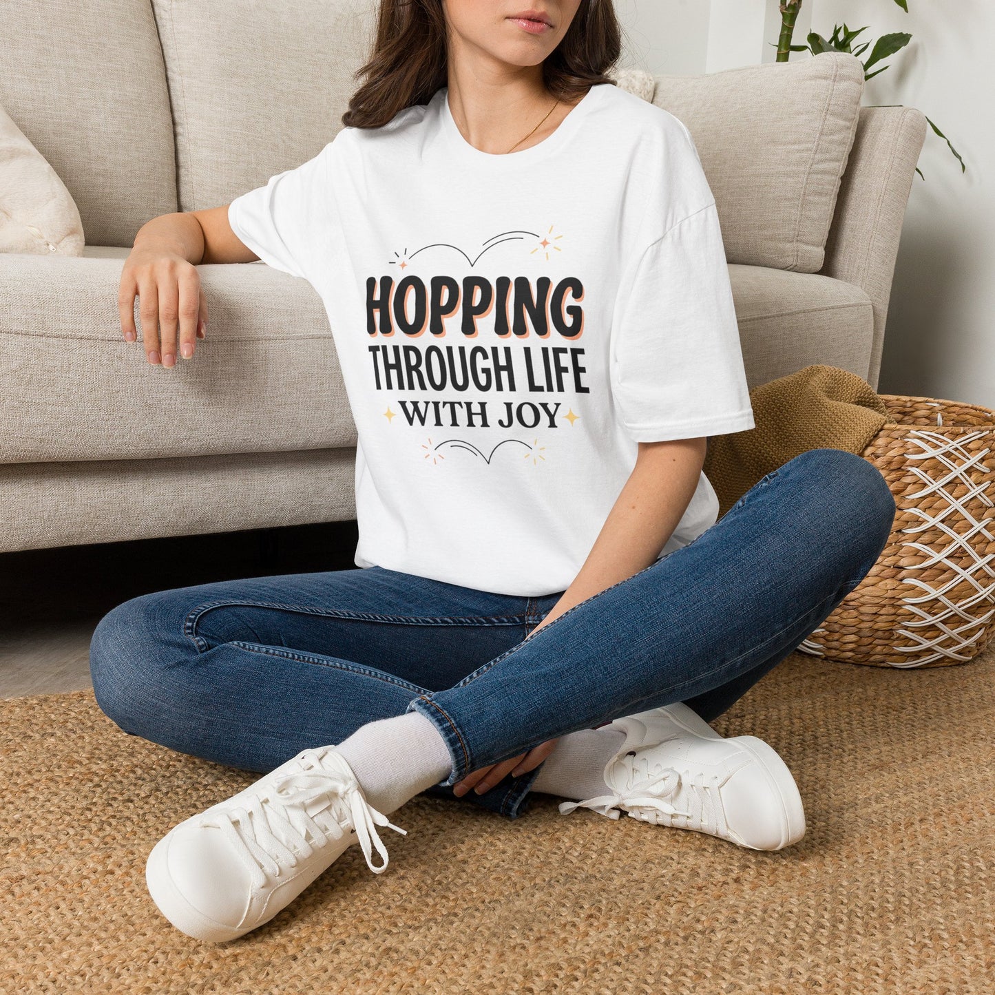 Hopping Through Life Tee — "Hopping Through Life with Joy" Inspirational Graphic T-Shirt