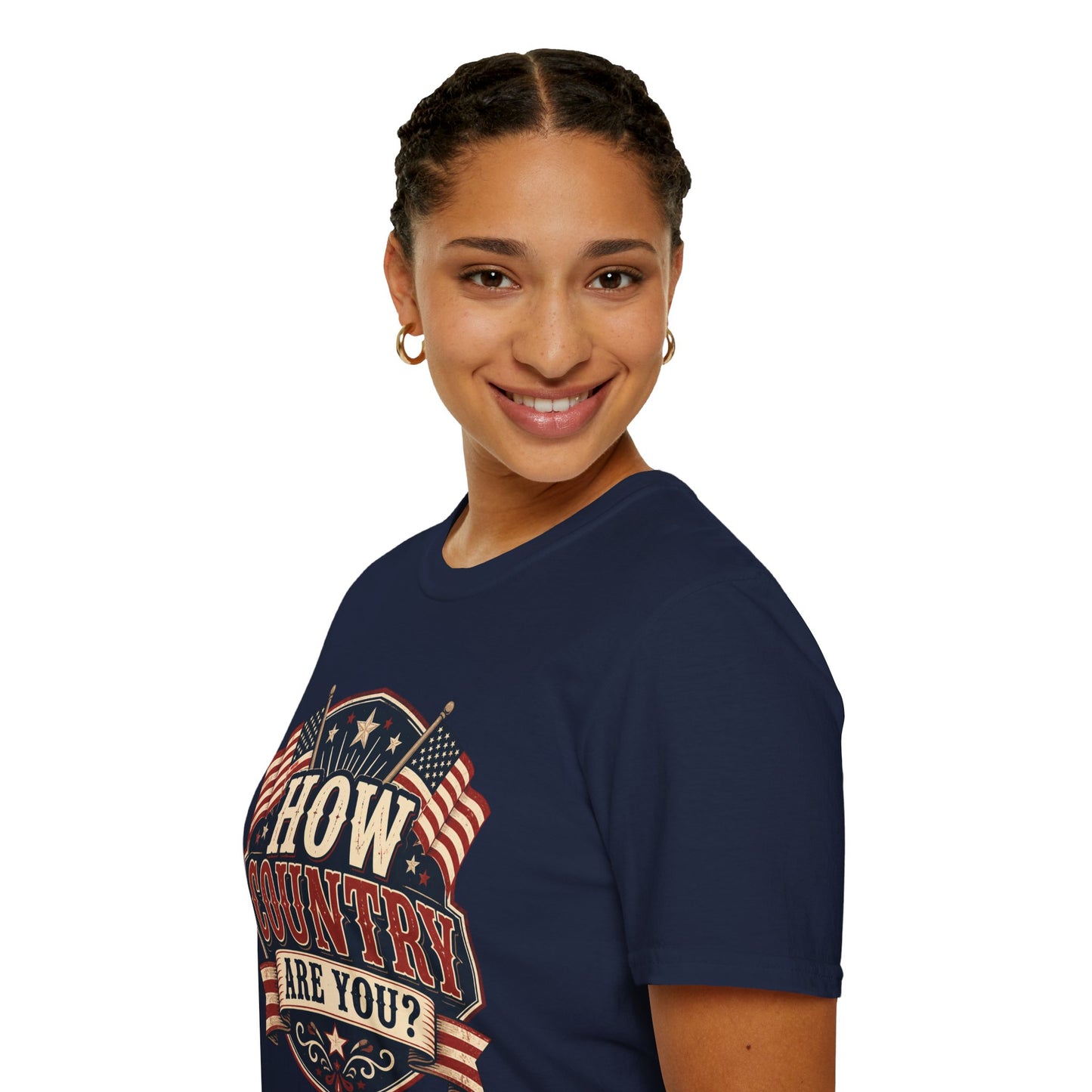 How Country Are You? T-Shirt — Vintage American Flag Country Graphic Tee