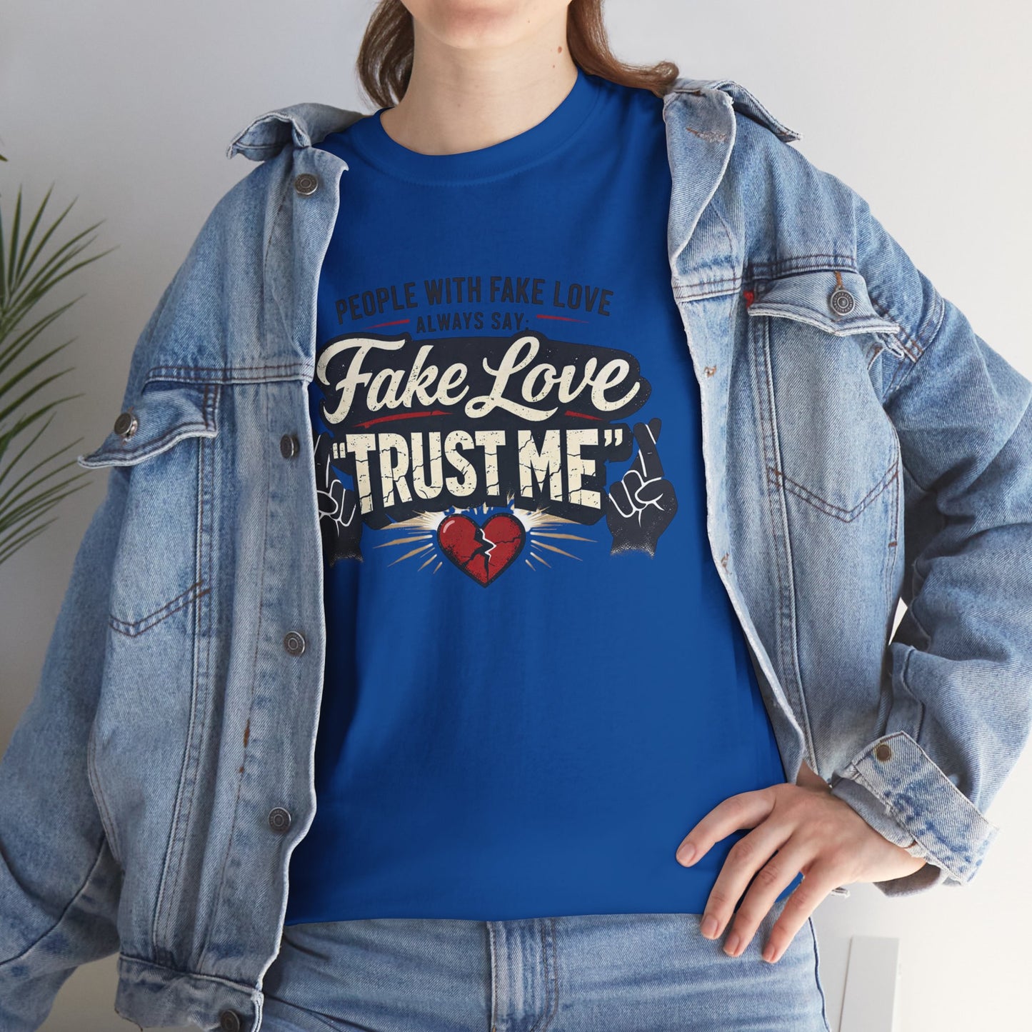 Fake Love Trust Me T-Shirt – Vintage Tattoo Heart Graphic Tee