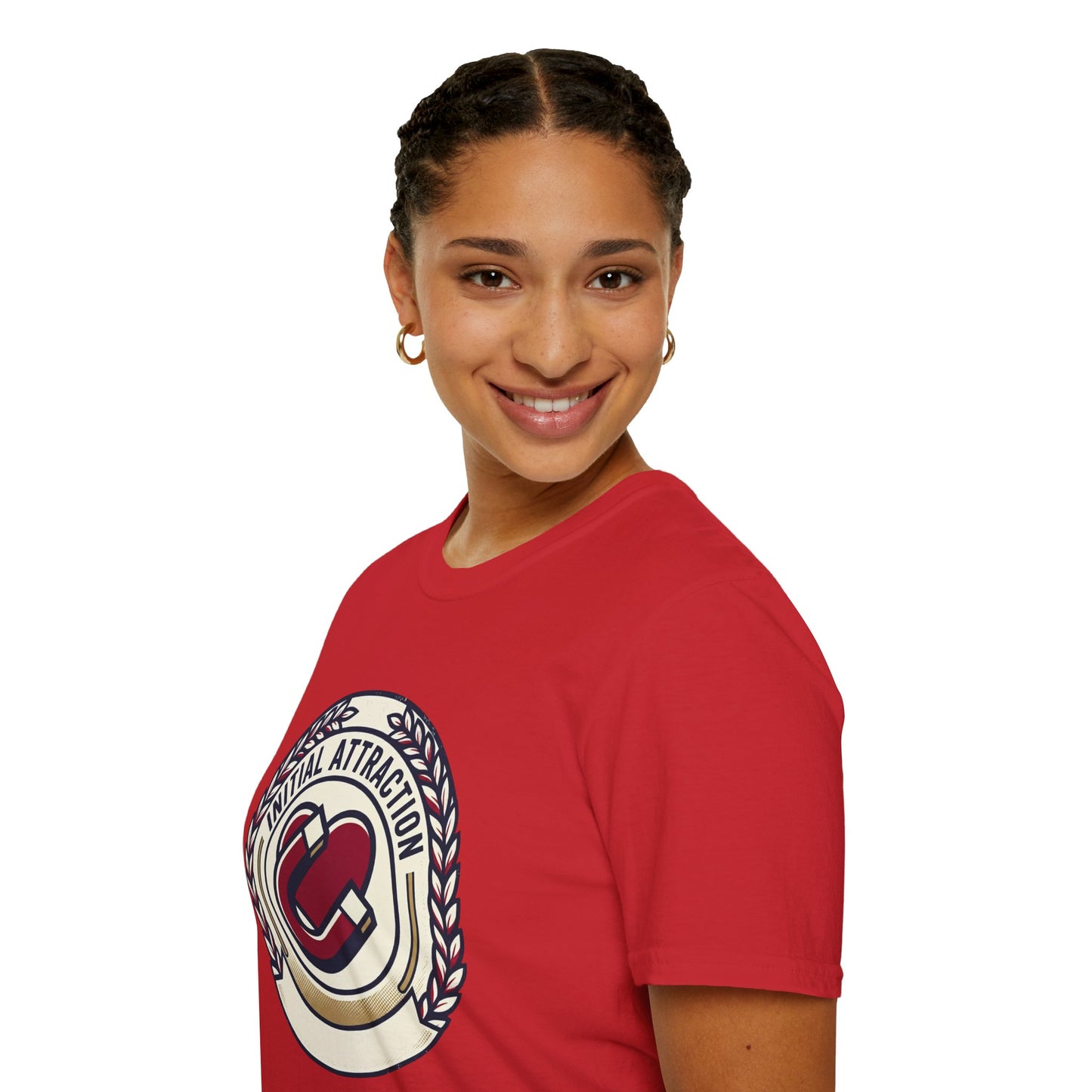 Initial Attraction T-Shirt — Retro Badge Heart Design