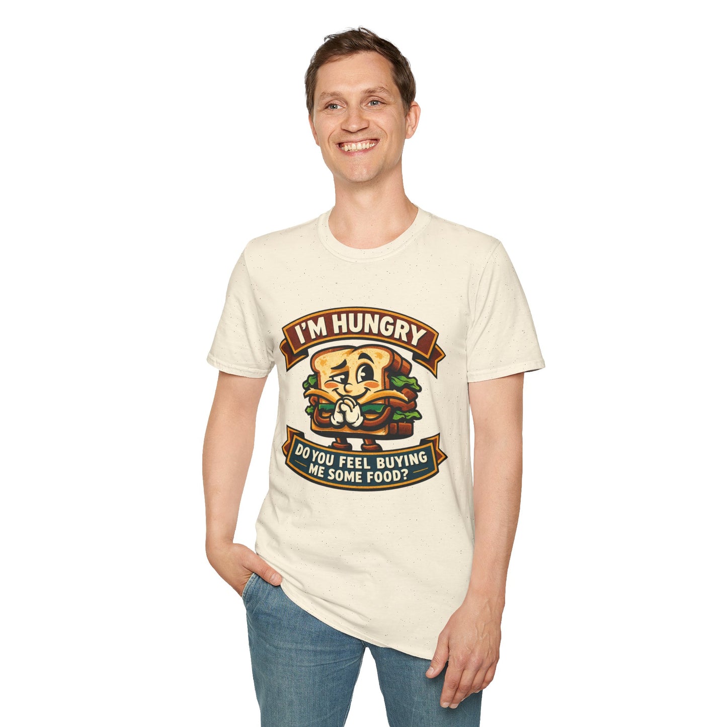 I'm Hungry Burger Graphic T-Shirt — "Do You Feel Buying Me Some Food?" Funny Foodie Tee
