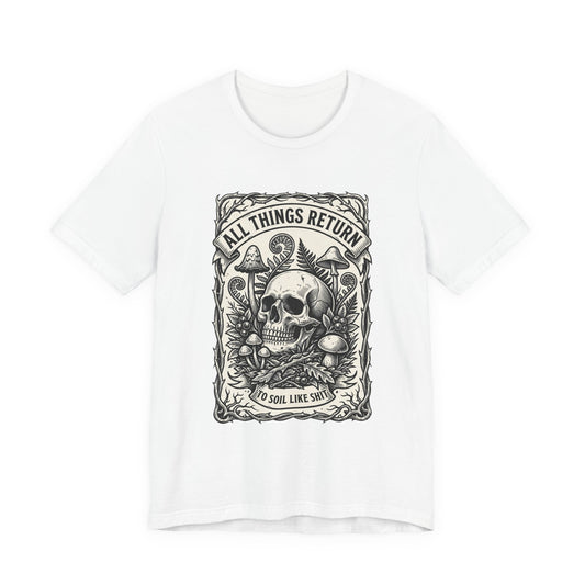 All Things Return skull mushroom botanical tee | Gothic botanicals