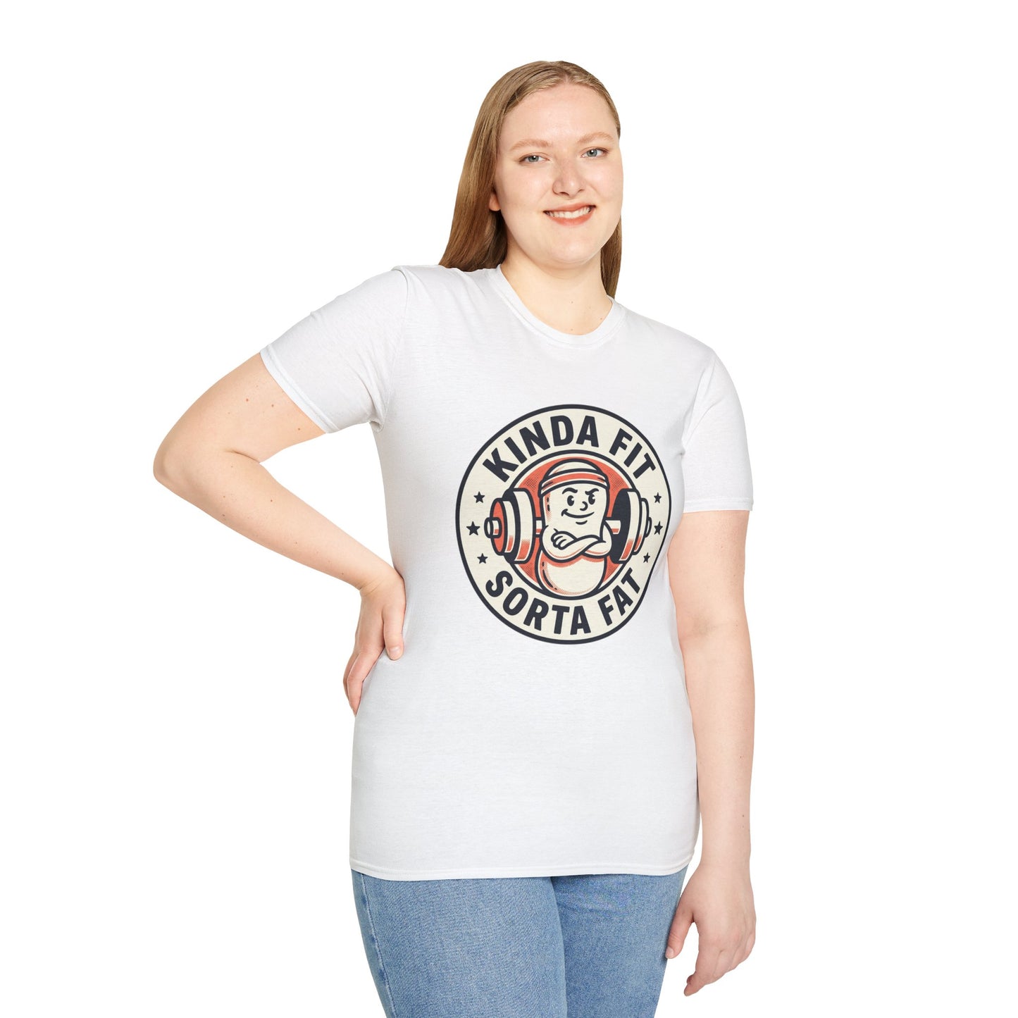 Kinda Fit Sorta Fat Funny Gym T-Shirt — Humorous Weightlifting Tee