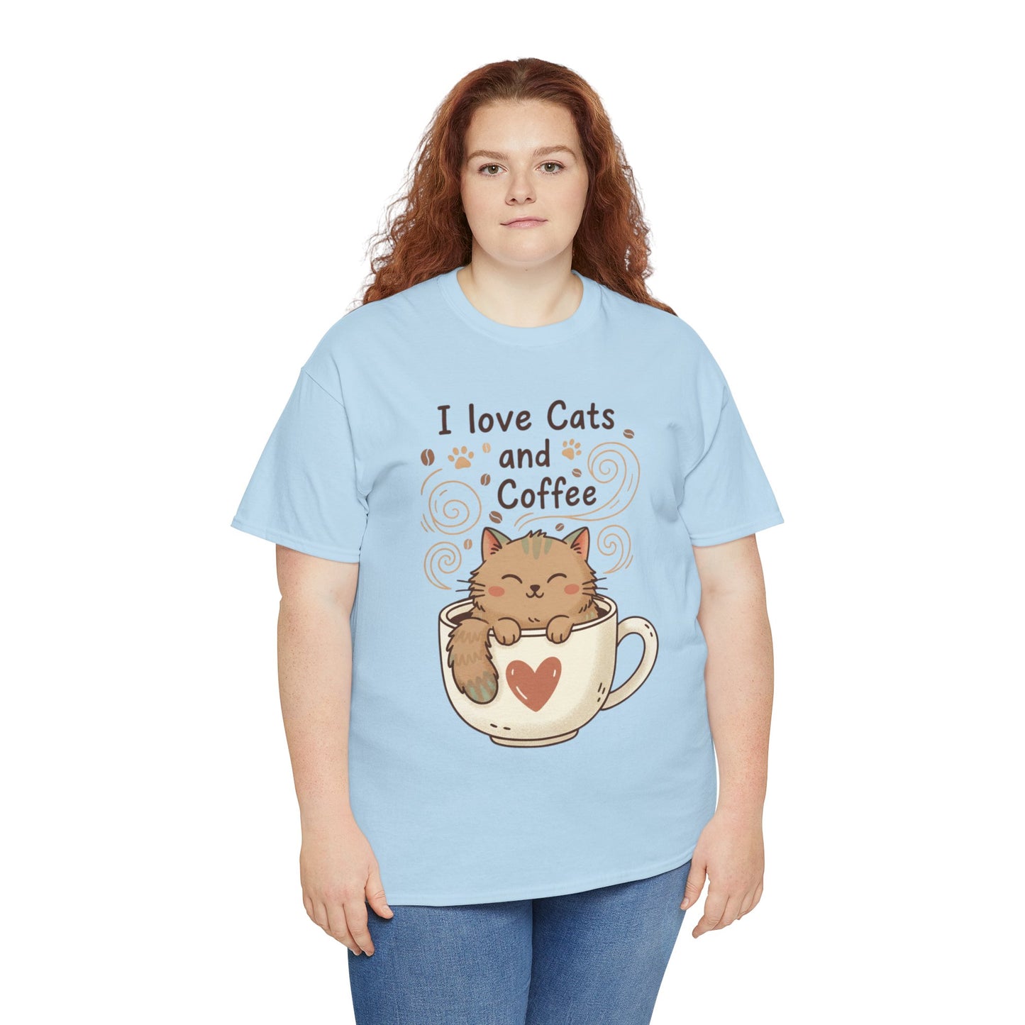 Cat and Coffee T‑Shirt — "I Love Cats and Coffee" Cute Cat in Mug Tee