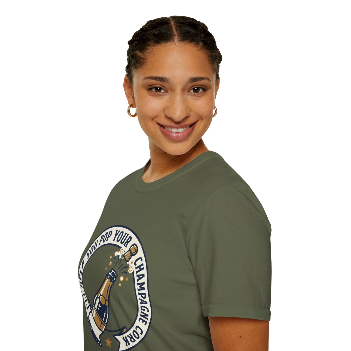 Champagne Cork Pop T-Shirt – "I’ll Help You Pop Your Champagne Cork" Celebration Tee
