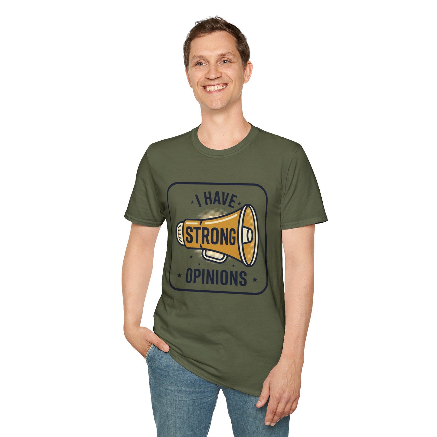I Have Strong Opinions T-Shirt — Funny Megaphone Graphic Tee