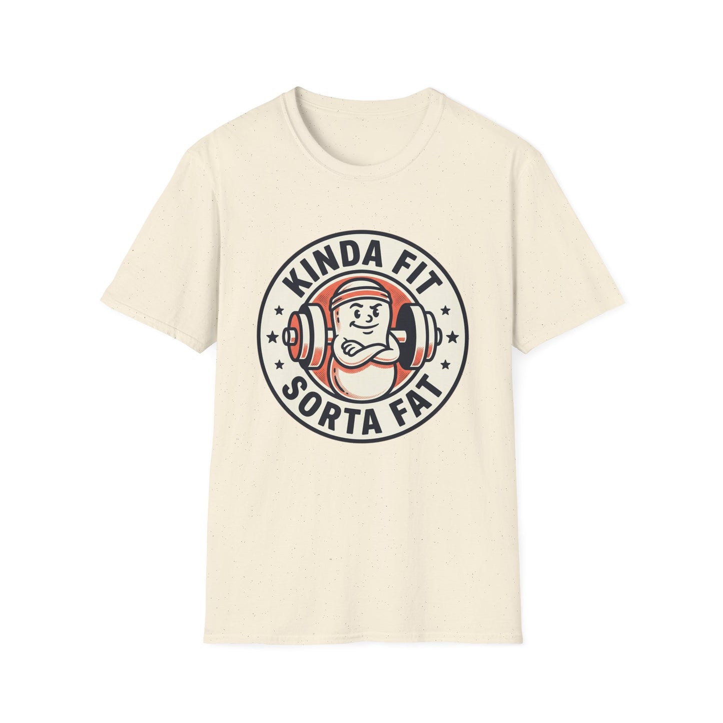 Kinda Fit Sorta Fat Funny Gym T-Shirt — Humorous Weightlifting Tee
