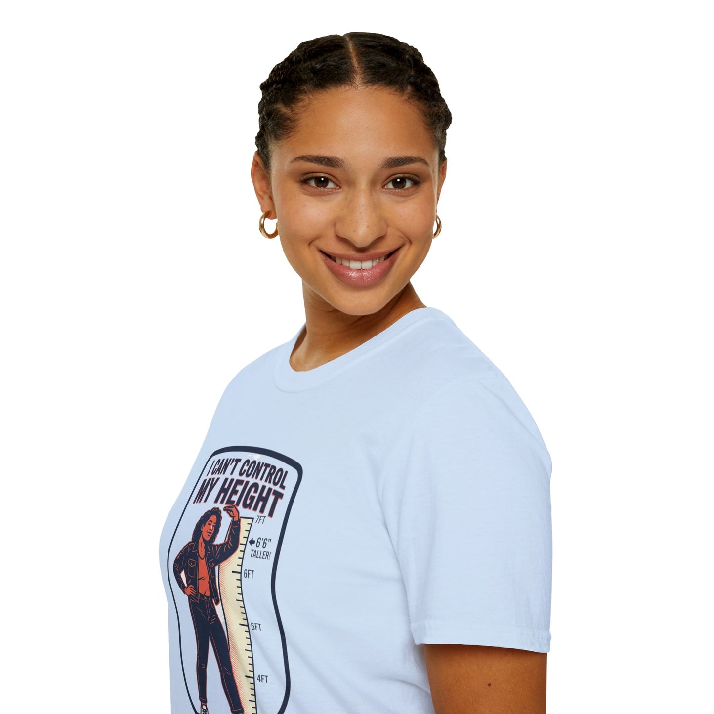 "I Can't Control My Height" Funny Tall Woman Graphic Tee