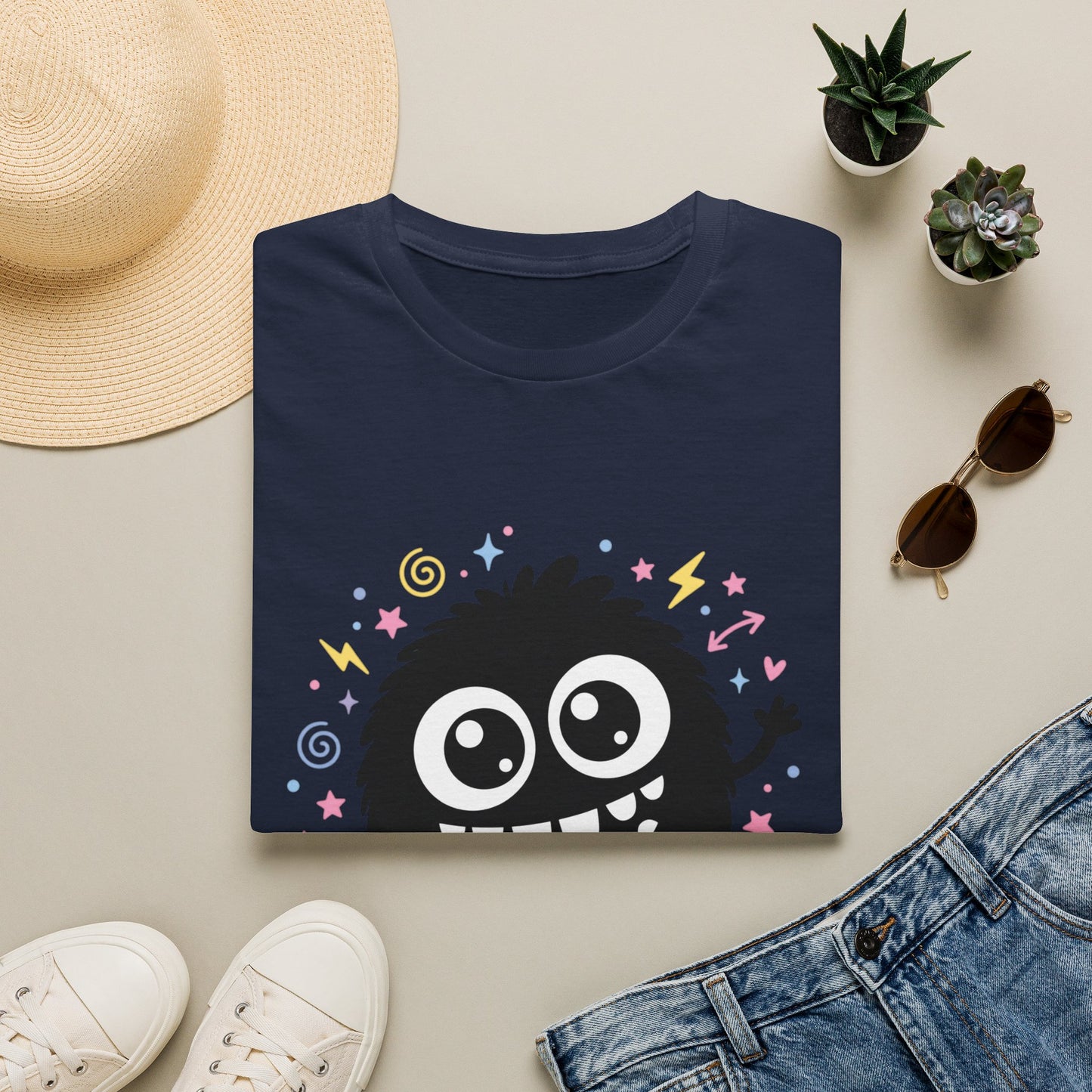 Cute Fuzzy Monster T-Shirt — Playful Cartoon Graphic Tee for Kids & Adults