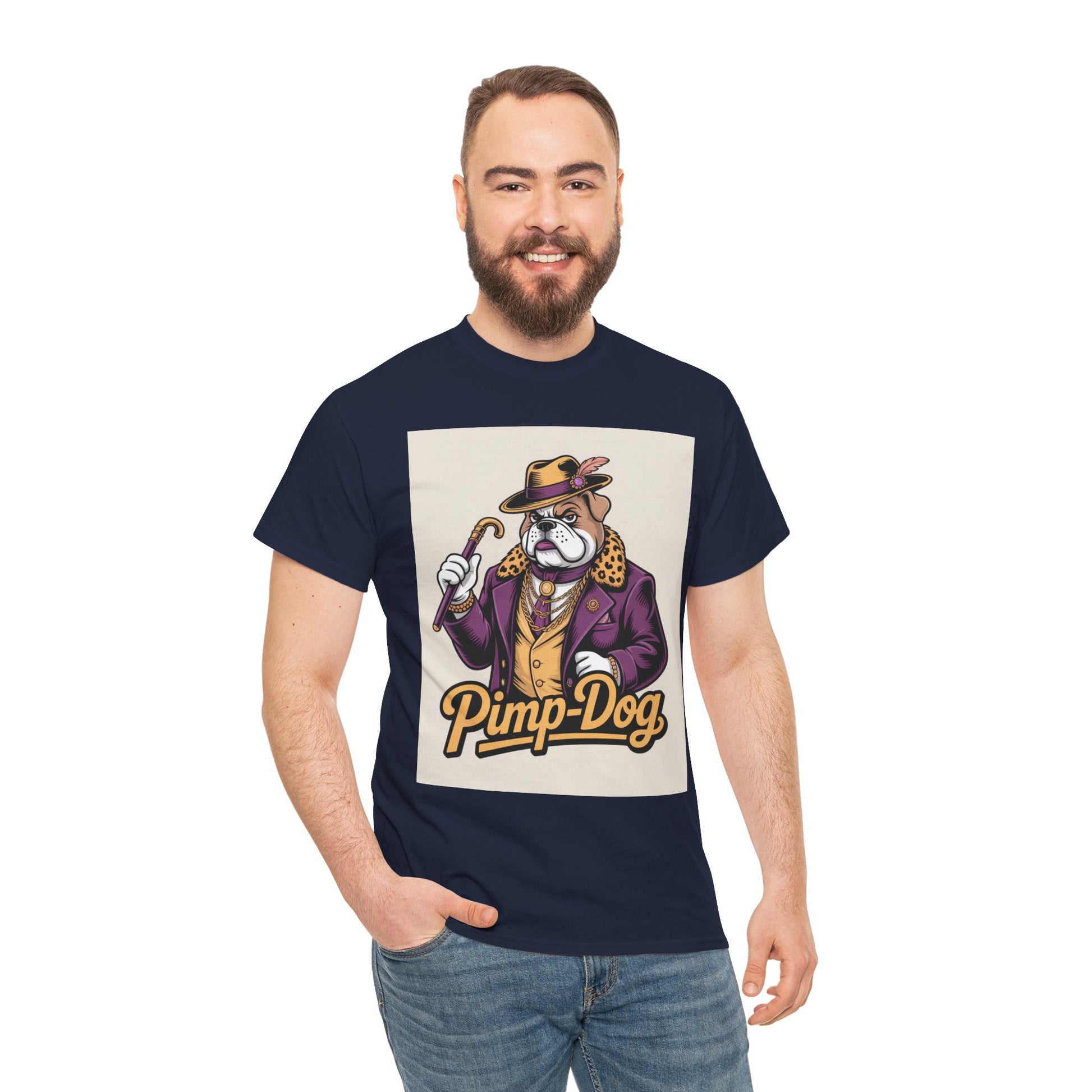 Pimp-Dog Graphic Tee — Retro Bulldog Character Shirt Printify