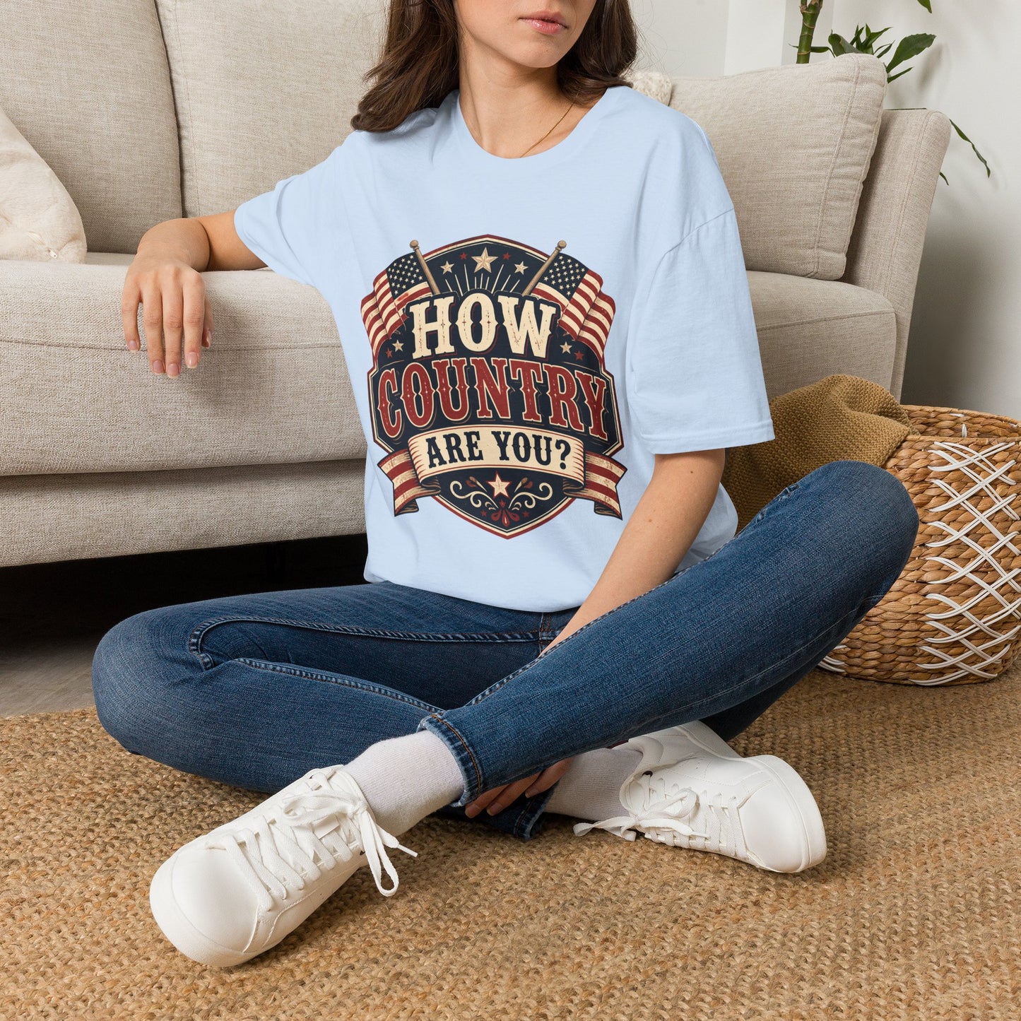 How Country Are You? T-Shirt — Vintage American Flag Country Graphic Tee