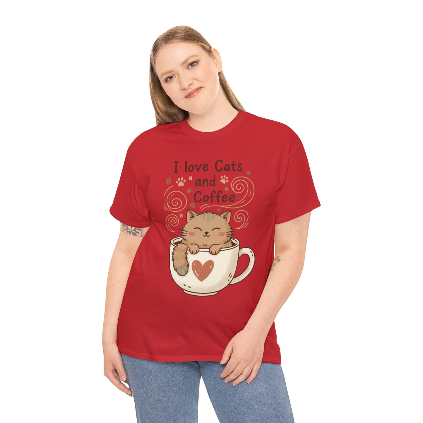 Cat and Coffee T‑Shirt — "I Love Cats and Coffee" Cute Cat in Mug Tee