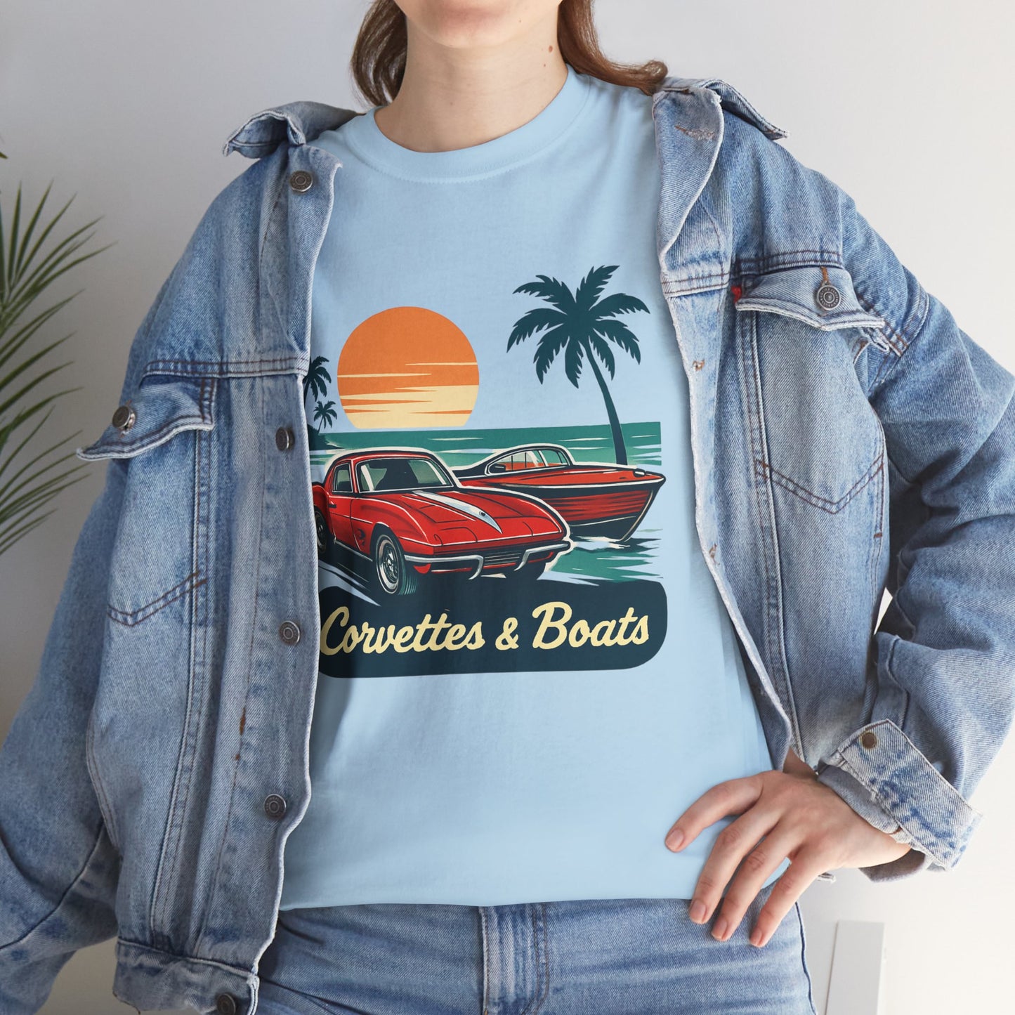 Corvettes & Boats Retro Sunset T‑Shirt