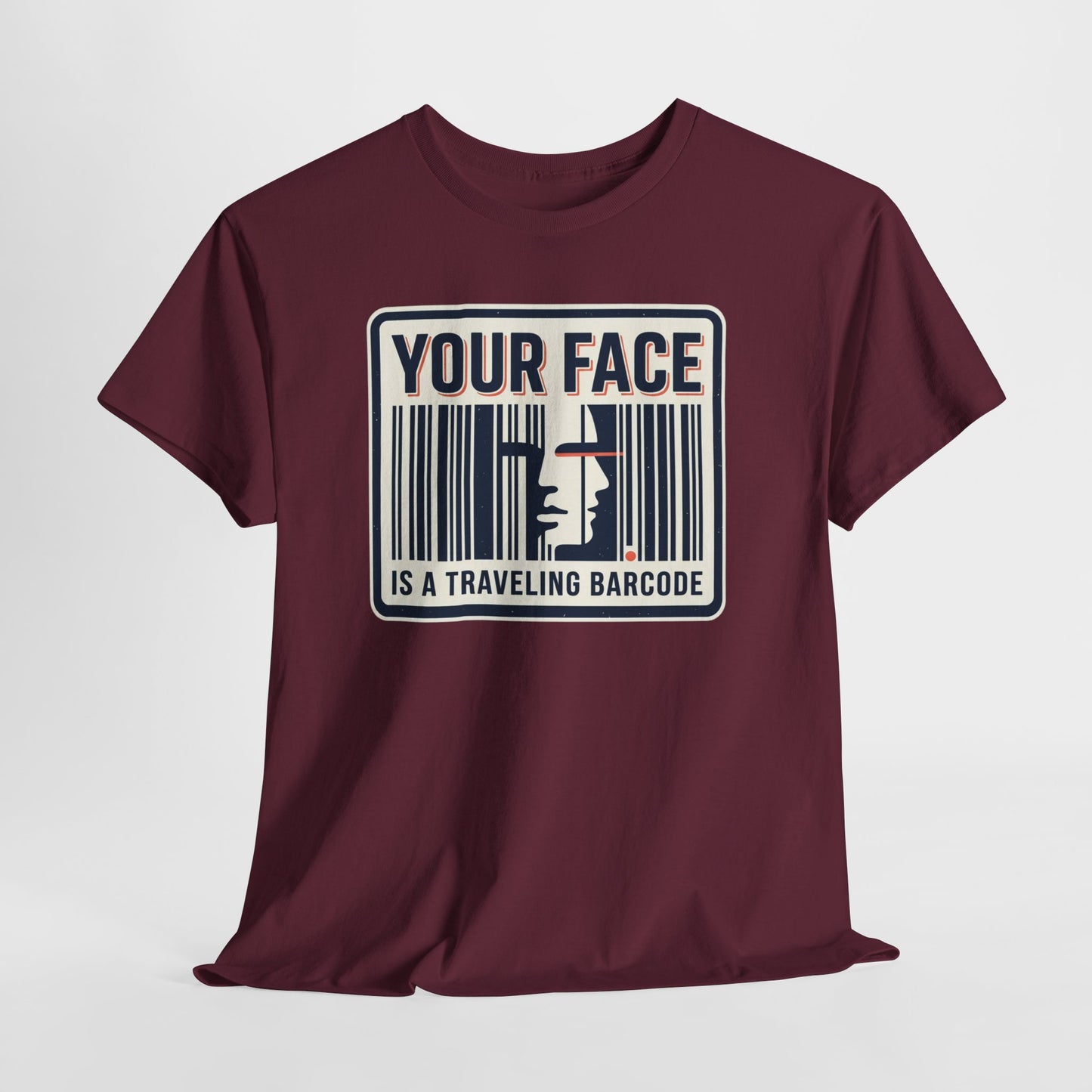 "Your Face Is a Traveling Barcode" Graphic Tee
