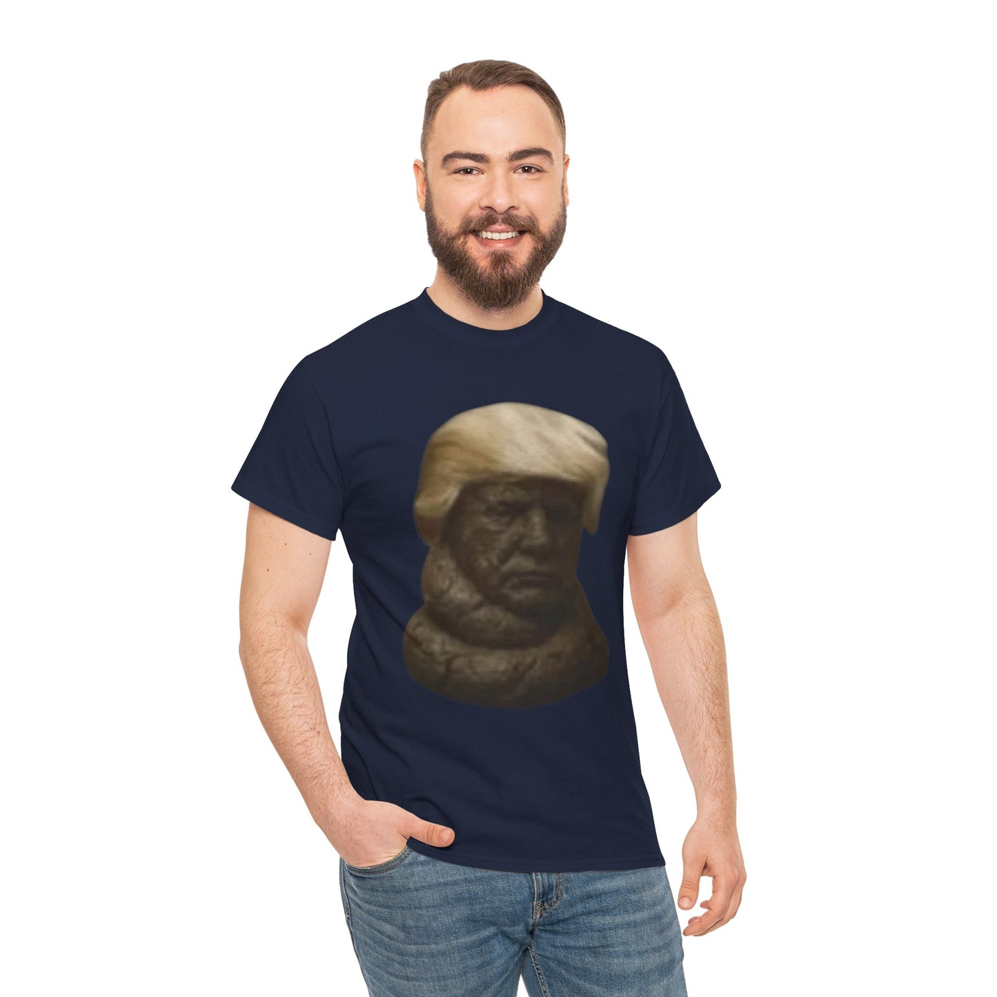 Graphic Tee — Bronze Bust Illustration T‑Shirt