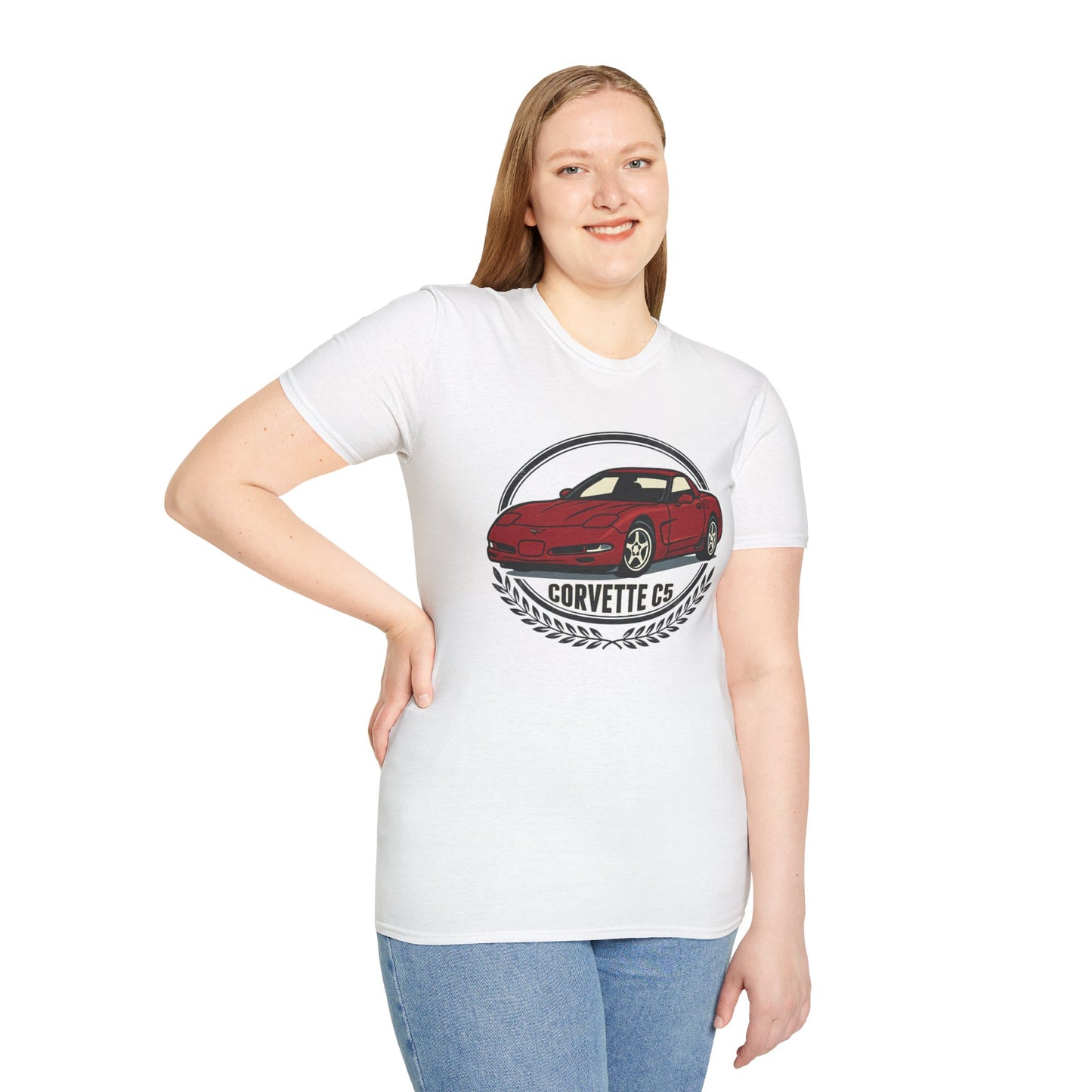 Corvette C5 T-Shirt – Classic Red Sports Car Crewneck for Car Enthusiasts