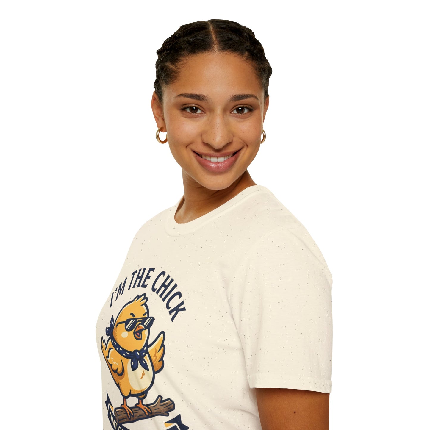 I’m the Chick That Can Take a Stick T-Shirt — Cute Tough Chick Graphic Tee Printify