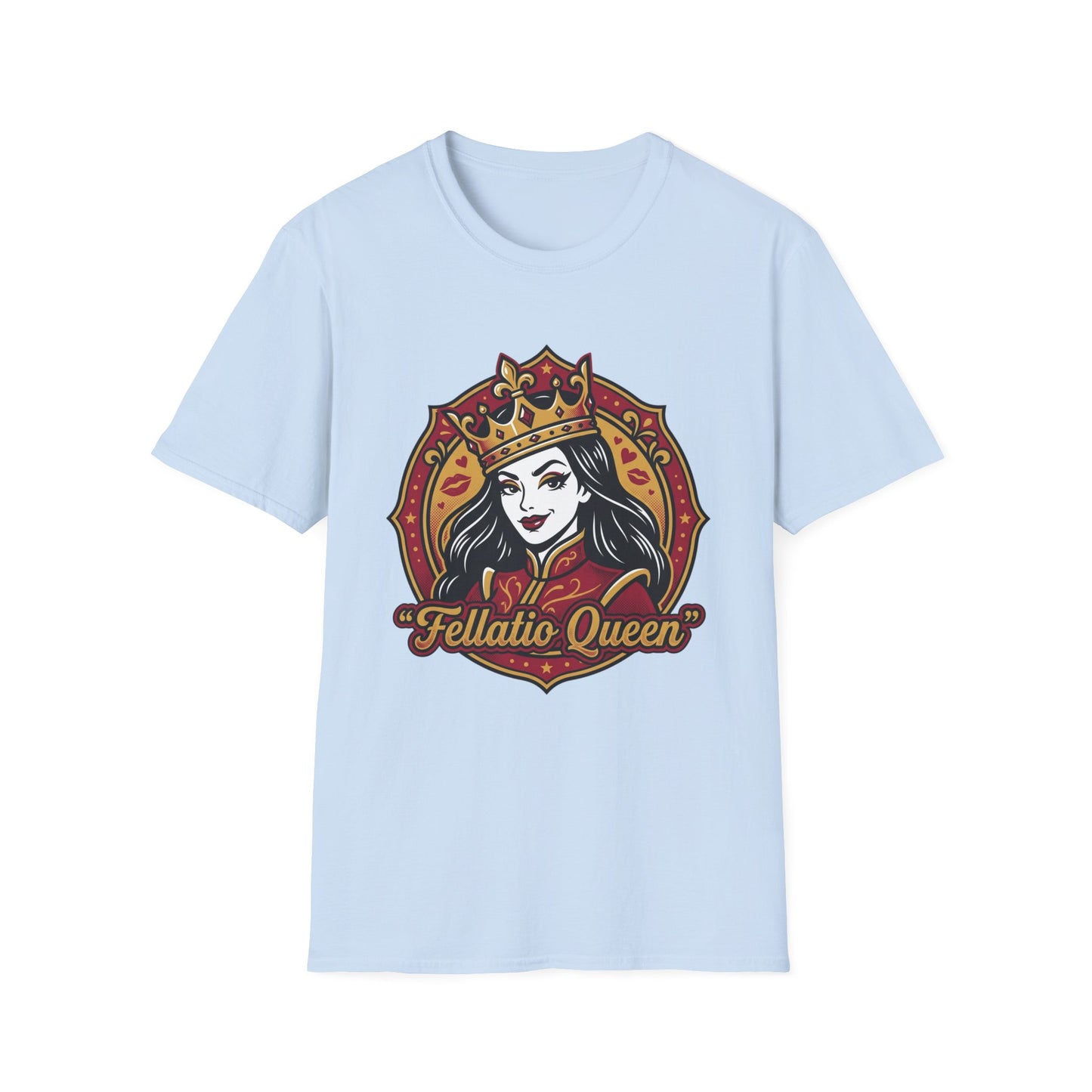 "Fellatio Queen" Retro Pinup Crown Graphic Tee Printify