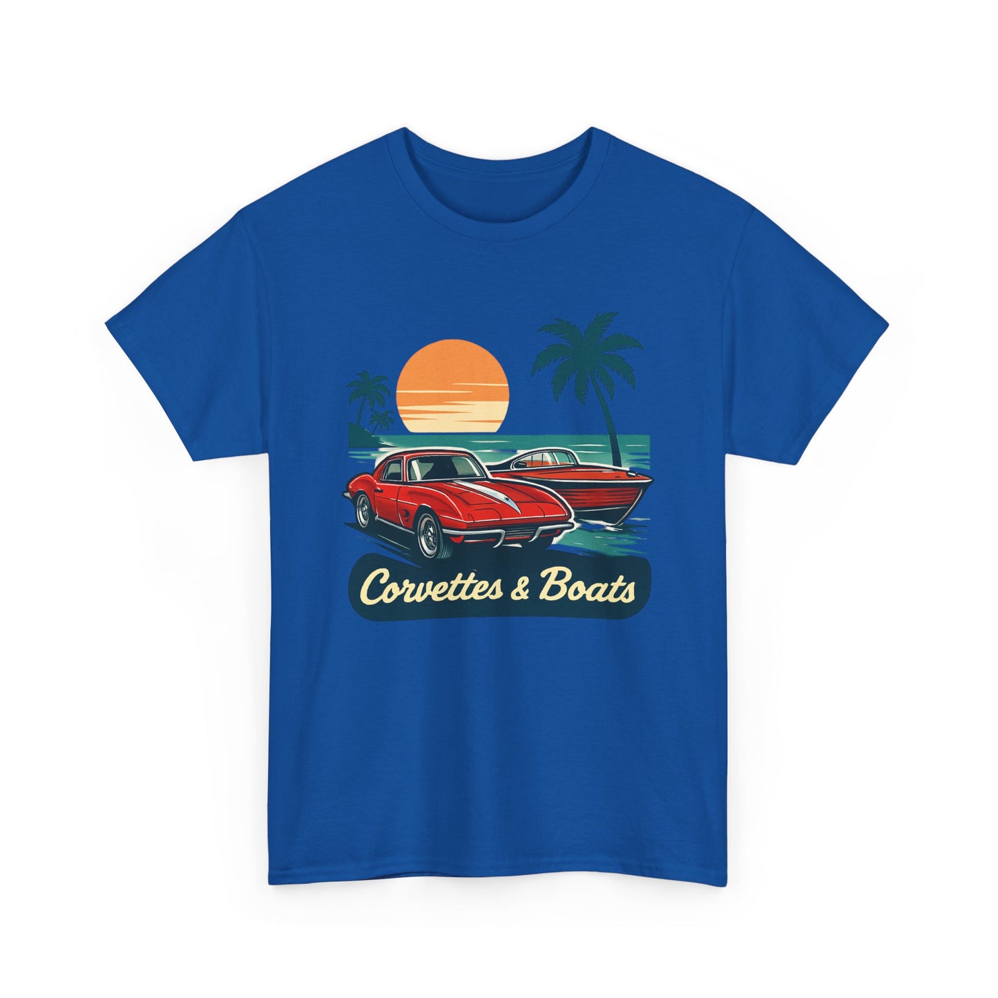 Corvettes & Boats Retro Sunset T‑Shirt