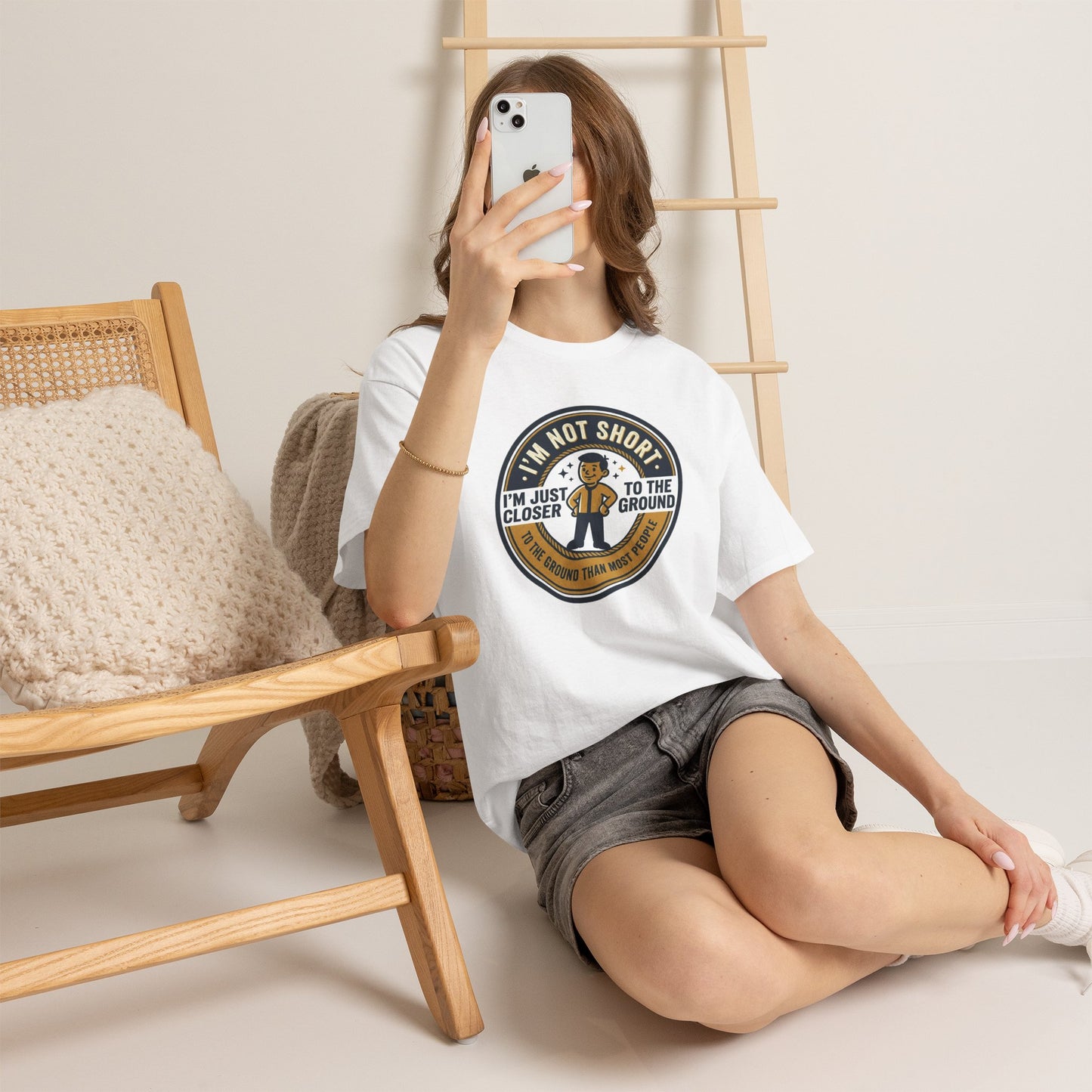 "I'm Not Short, I'm Just Closer to the Ground" Funny Short Height Graphic Tee