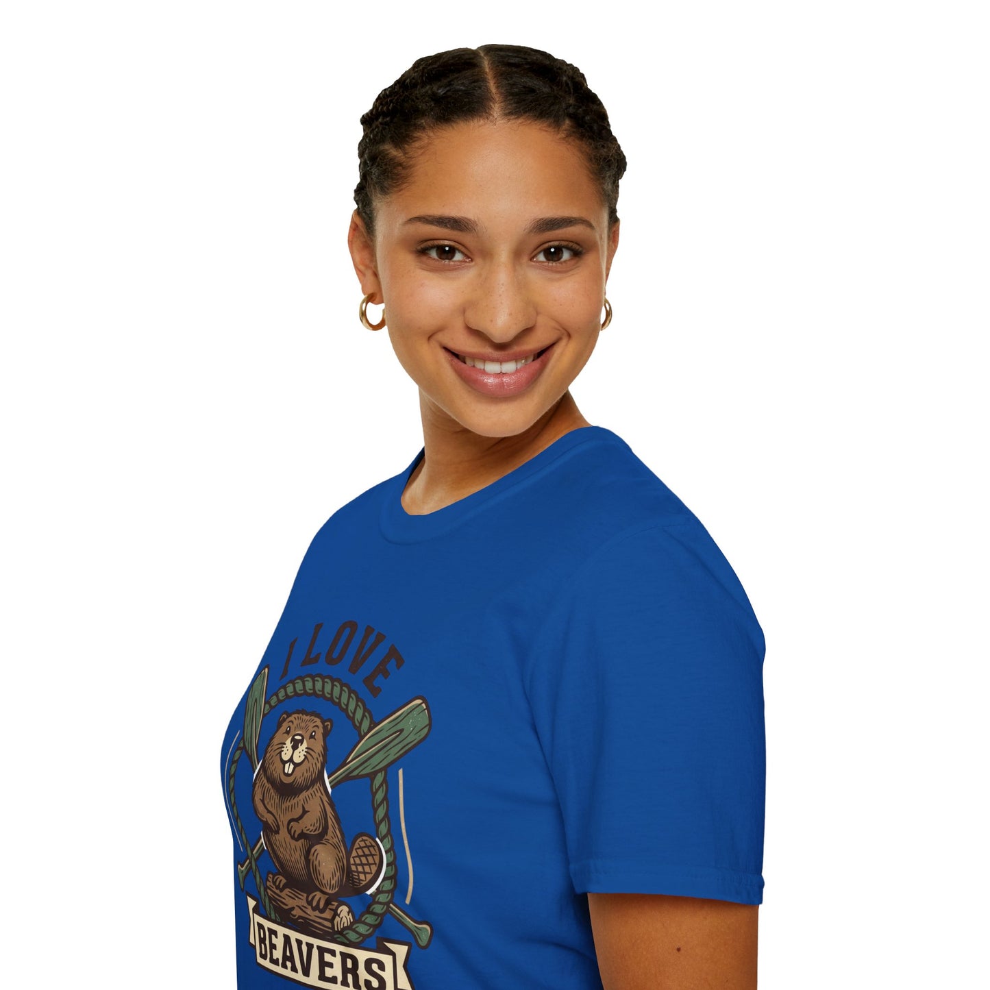 I Love Beavers T-Shirt — Cute Vintage Beaver Graphic Tee with Oars