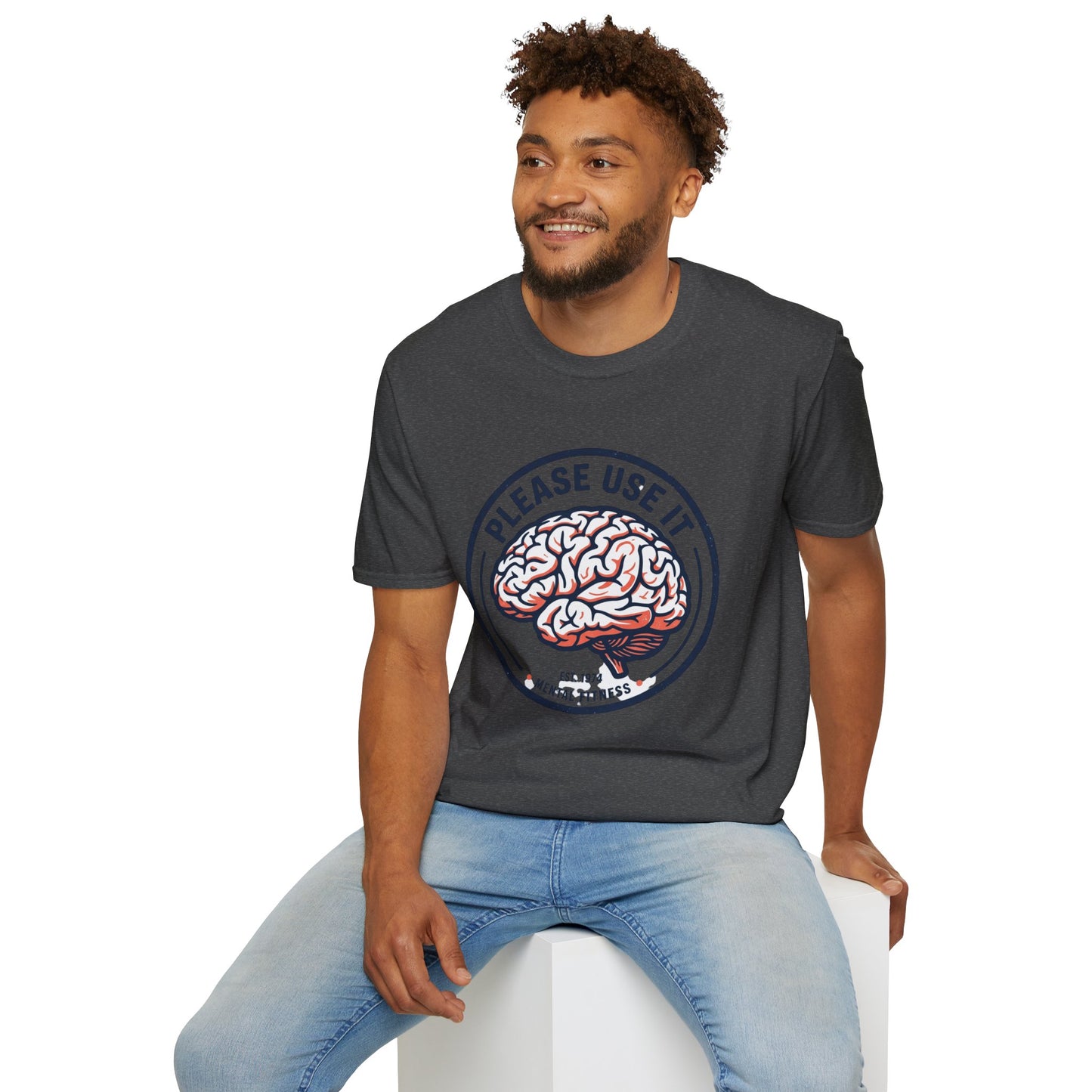 Please Use It Brain Graphic T-Shirt — Funny Mental Fitness Tee