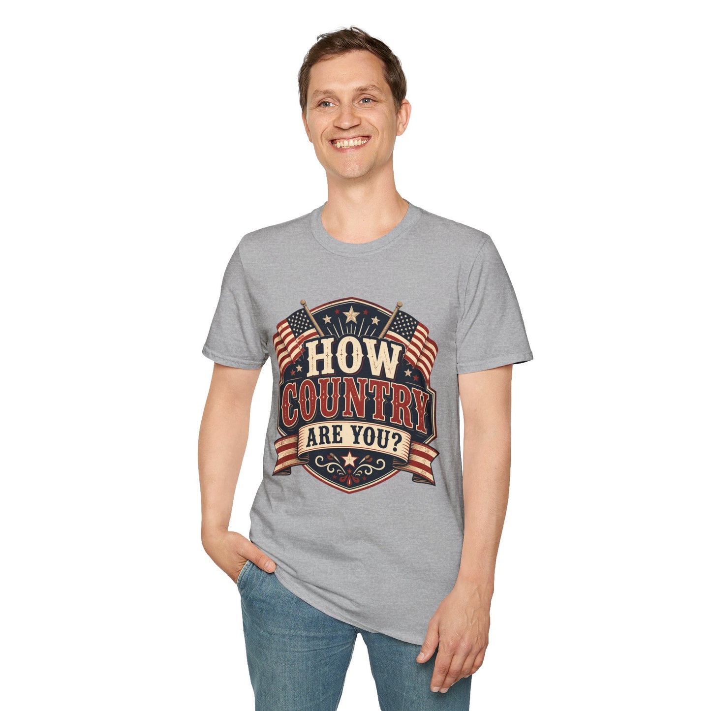 How Country Are You? T-Shirt — Vintage American Flag Country Graphic Tee