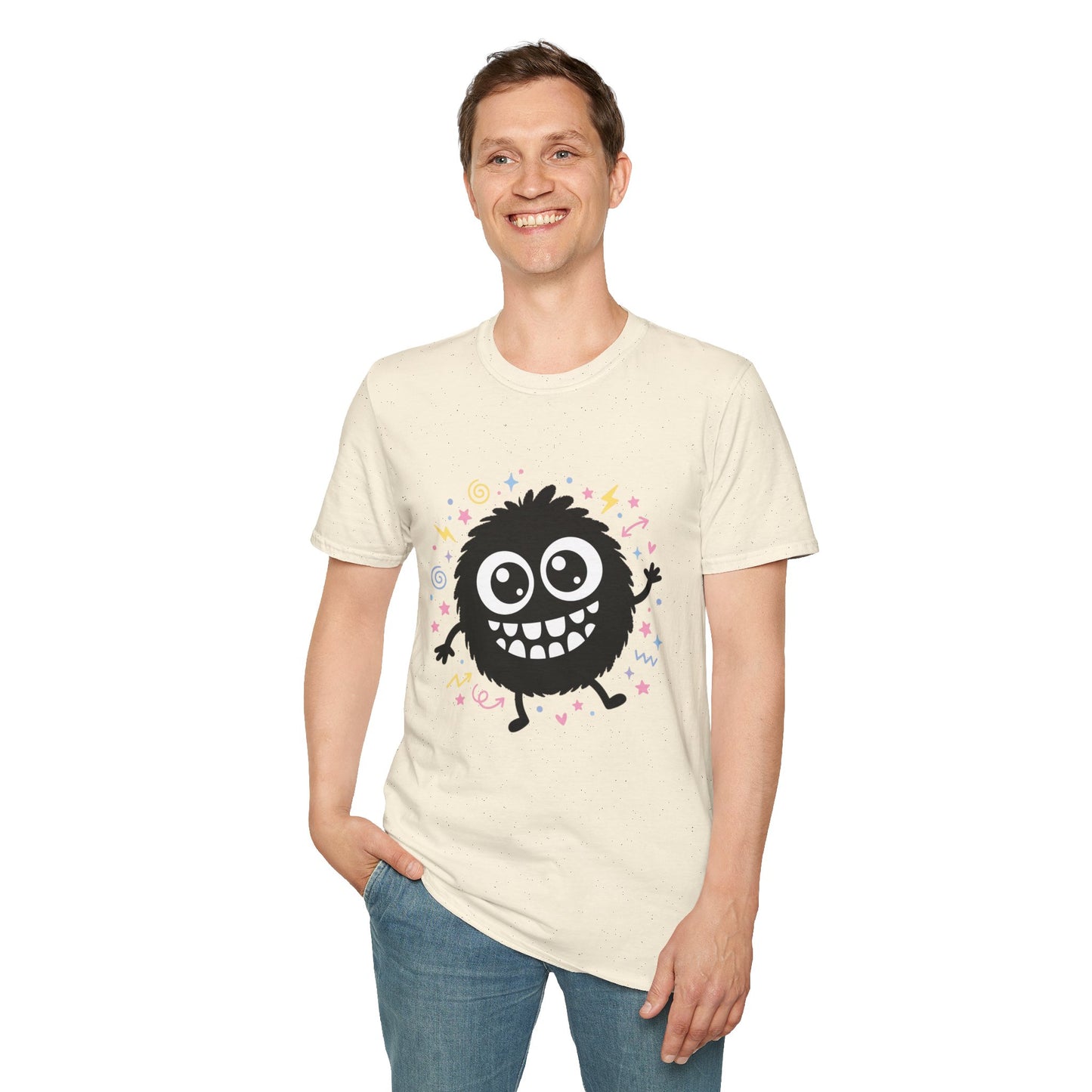 Cute Fuzzy Monster T-Shirt — Playful Cartoon Graphic Tee for Kids & Adults