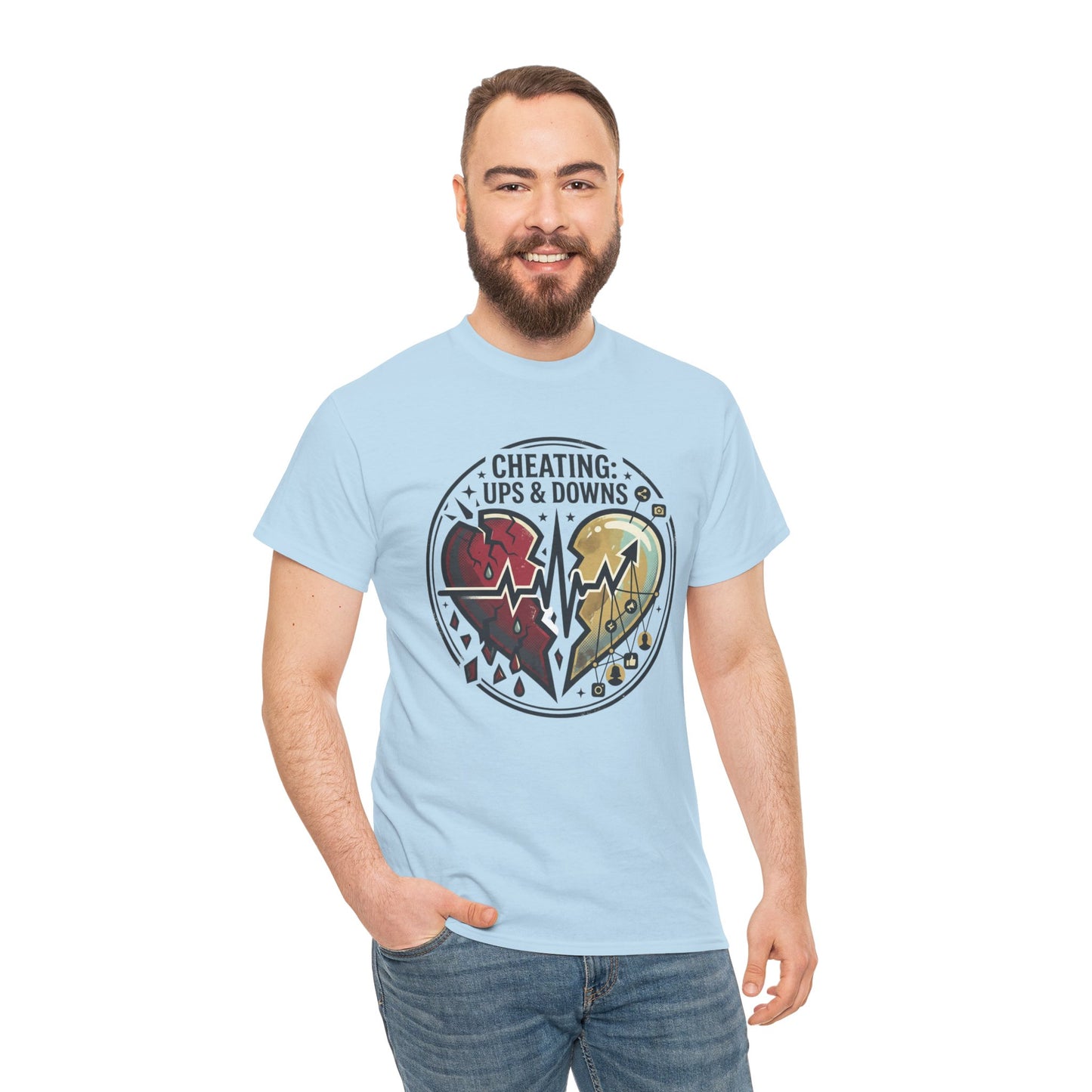 Cheating: Ups & Downs Broken Heart Graphic Tee Printify