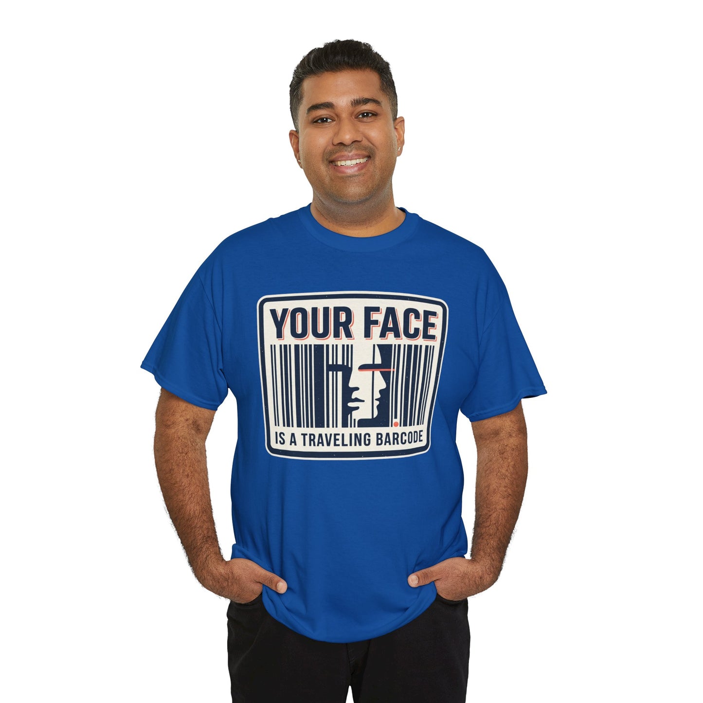 "Your Face Is a Traveling Barcode" Graphic Tee