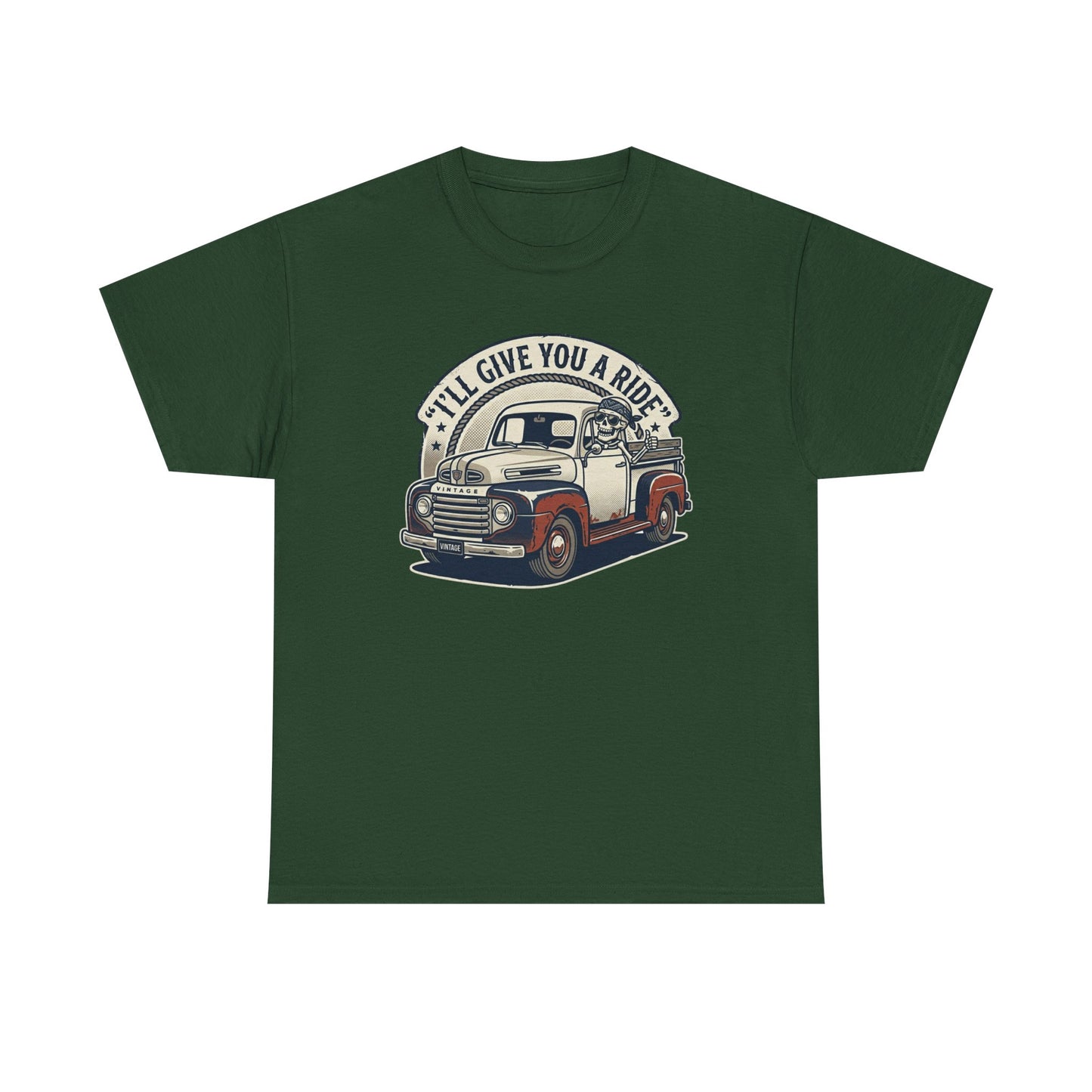 Vintage Pickup Truck T-Shirt — “I’ll Give You a Ride” Classic Retro Tee Printify