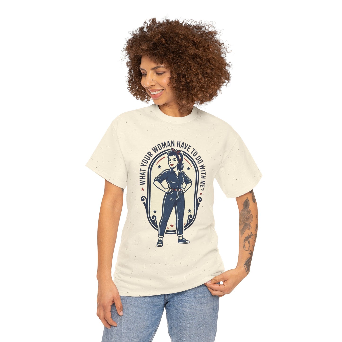 'What Your Woman Have To Do With Me?' Retro Pin-Up Graphic Tee