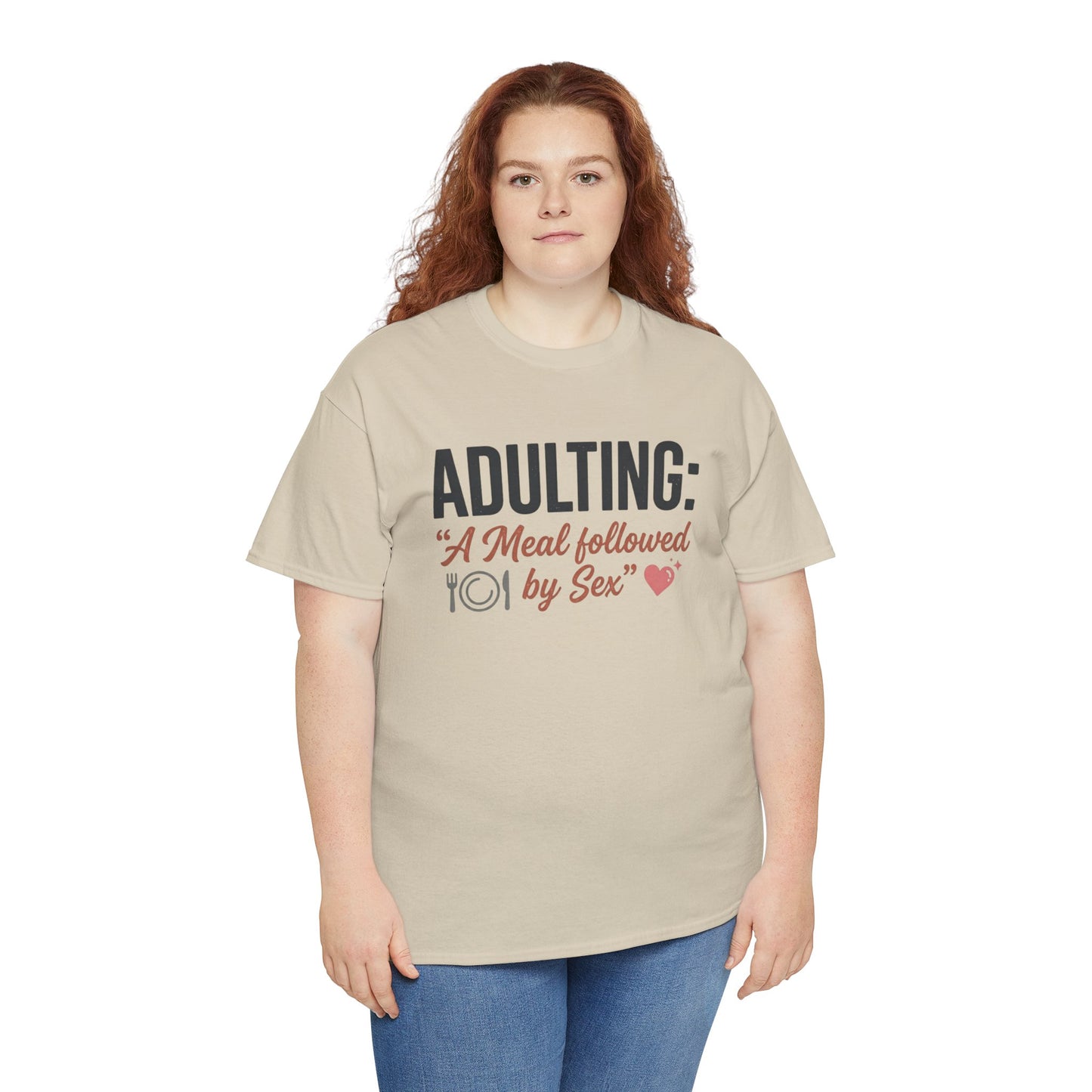 Adulting T‑Shirt – "Adulting: A Meal Followed by Sex" Funny Graphic Tee Printify